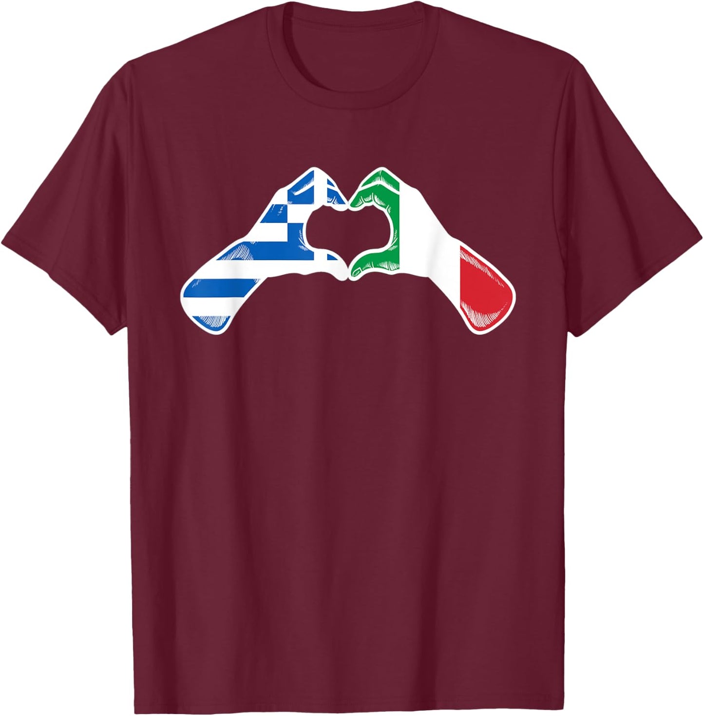 Greece Italian Flag - Greek Italy Heart T-Shirt - T-Shirt | Maroon