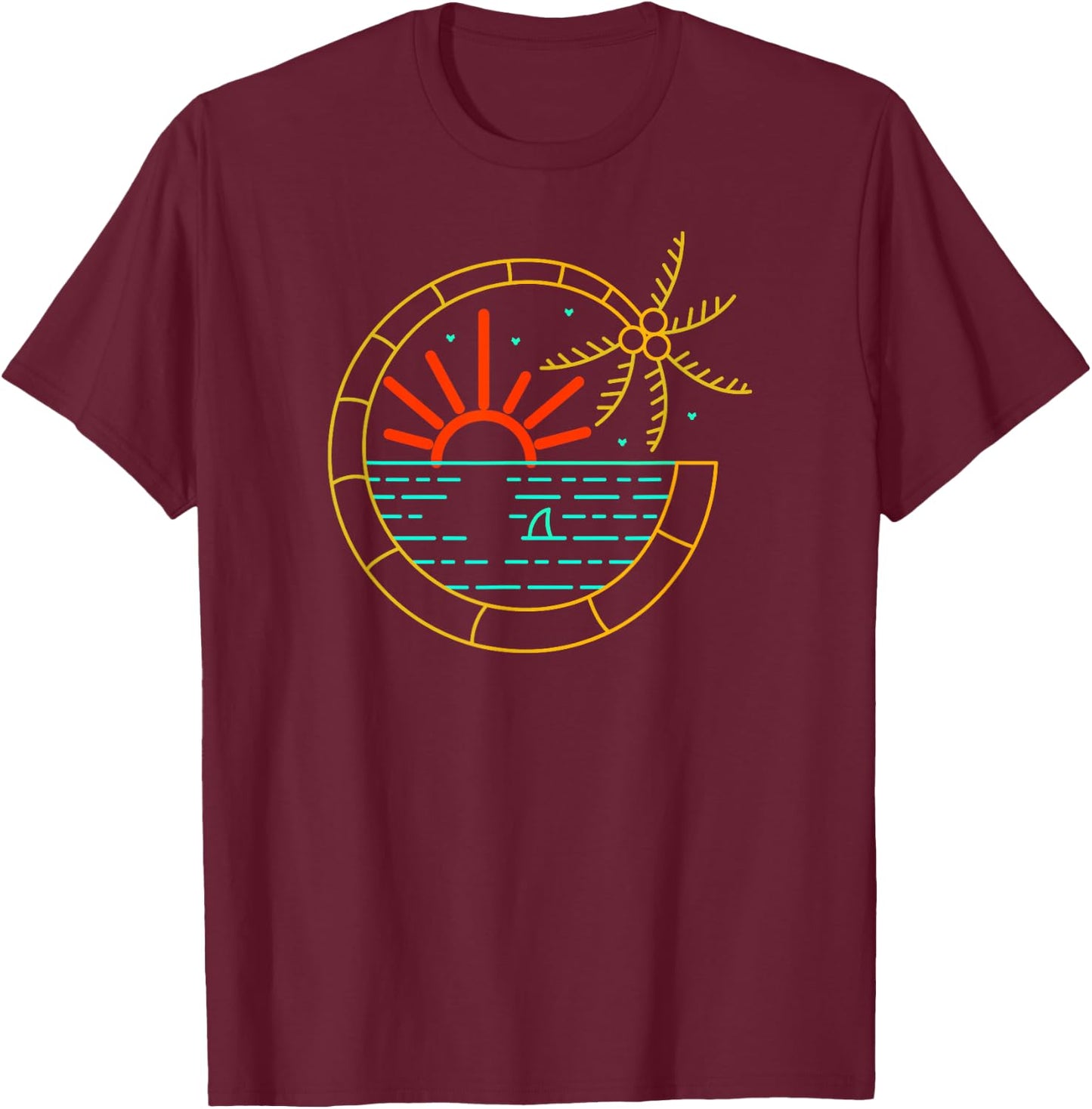Island Vibes Are Good Vibes Sunset Palm Tree T-Shirt - T-Shirt | Maroon