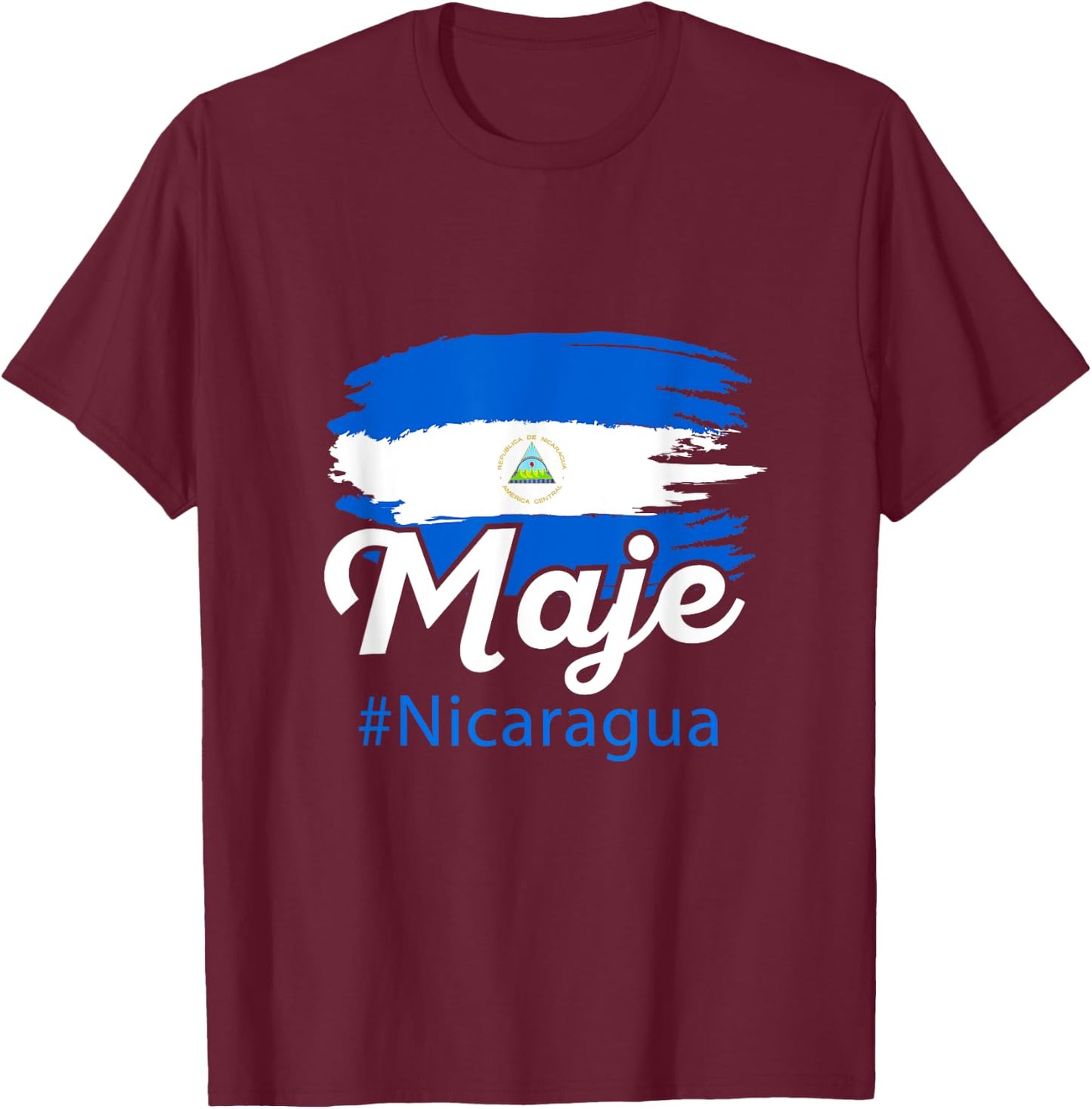 Nicaragua Flag Camiseta Nicaraguan Maje Nicoya Slang Saying T-Shirt - T-Shirt | Maroon