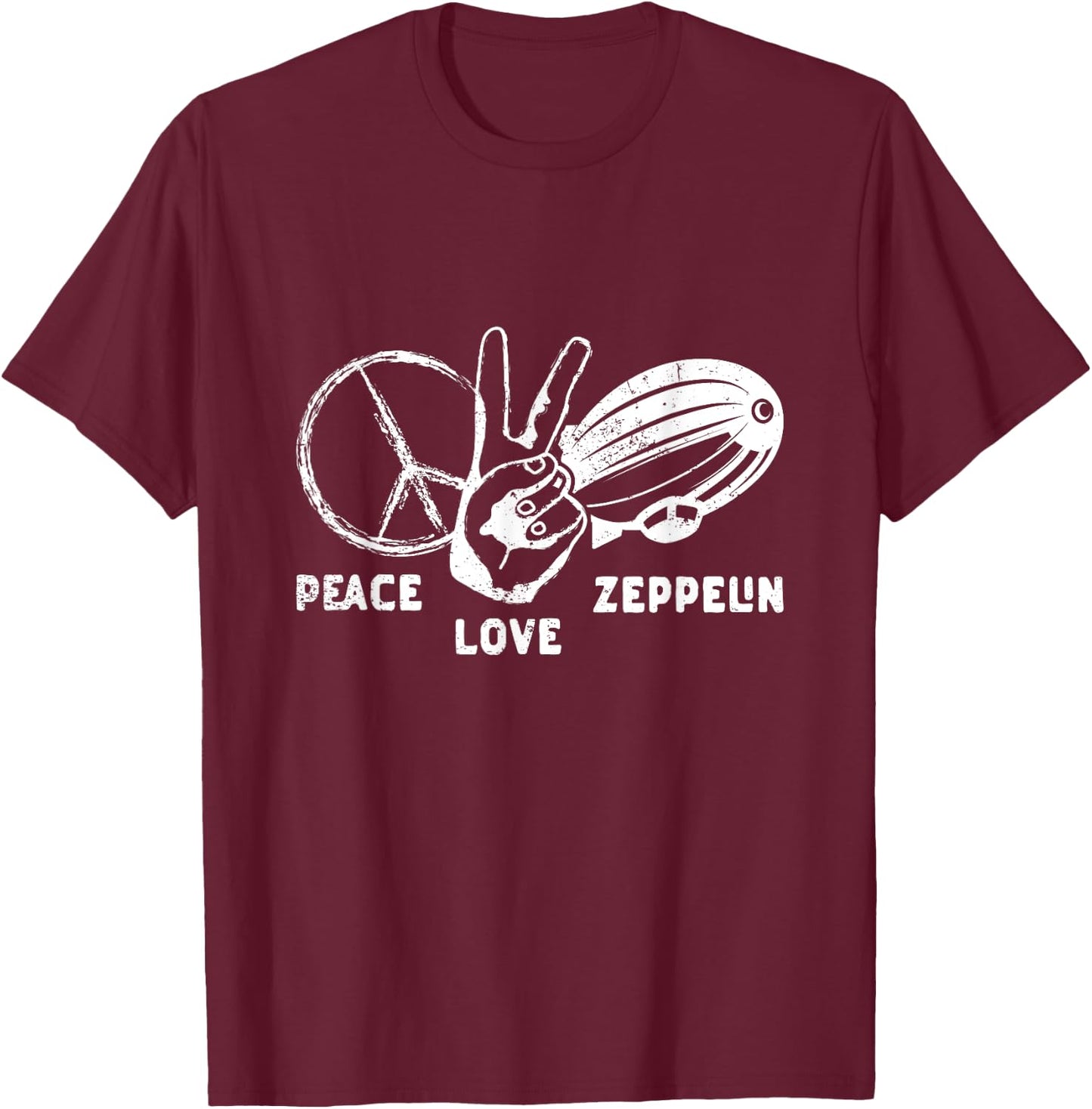 Retro Zeppelin 70s 80s Dirigible Airship Zepelin Zepplin T-Shirt - T-Shirt | Maroon
