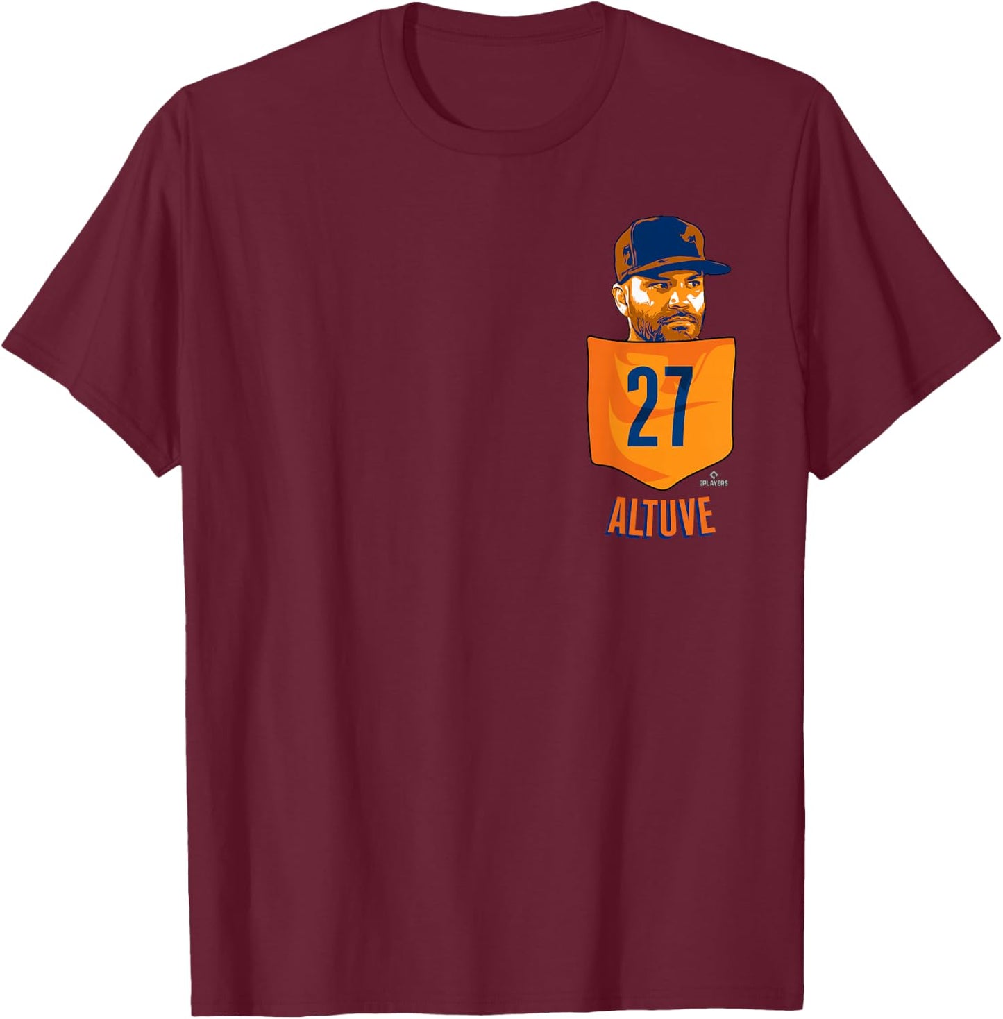 Jose Altuve Houston Baseball Pocket MLBPA T-Shirt - T-Shirt | Maroon