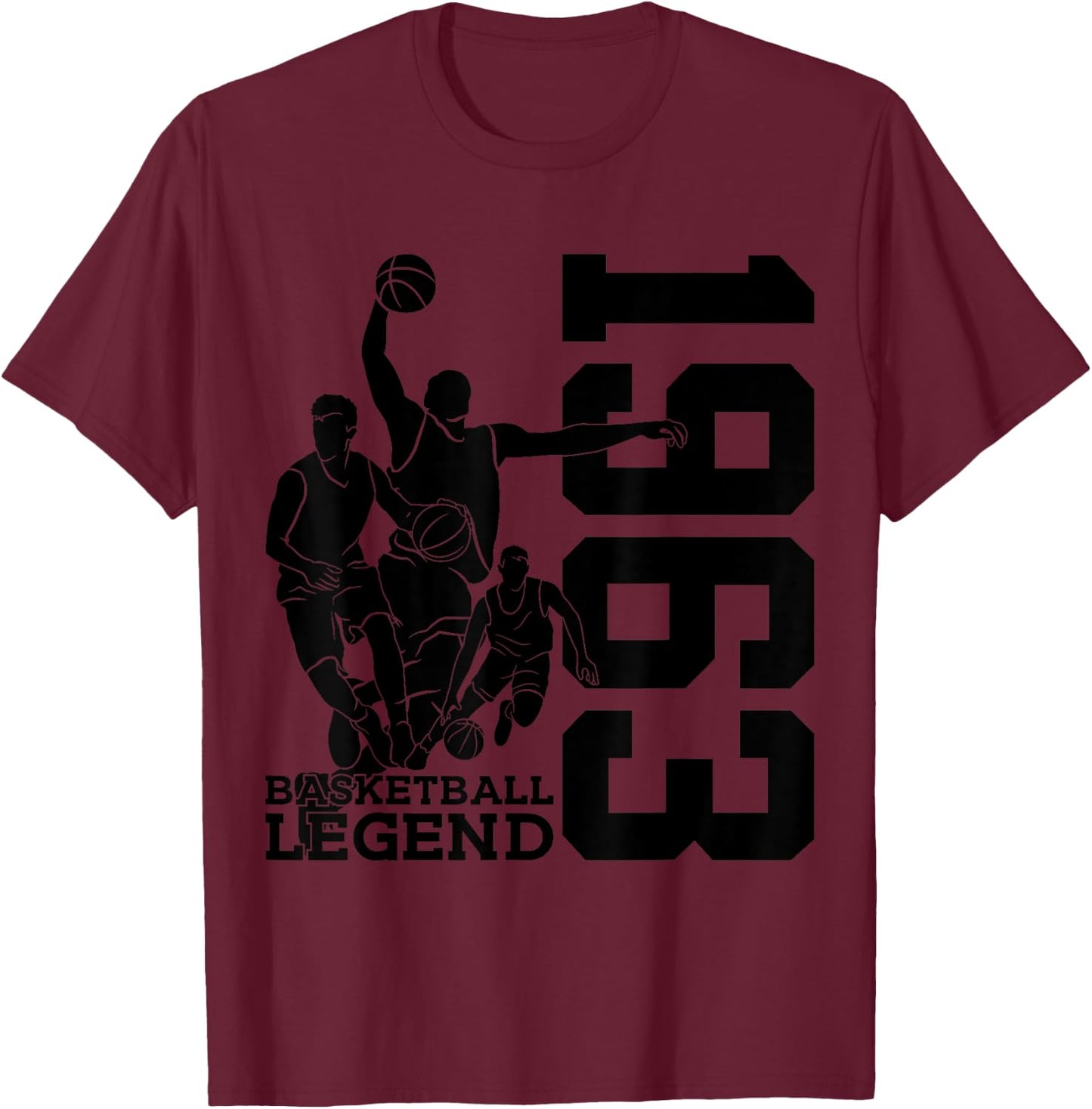 Basketball 62nd Birthday Basketball Legend 1963 T-Shirt - T-Shirt | Maroon