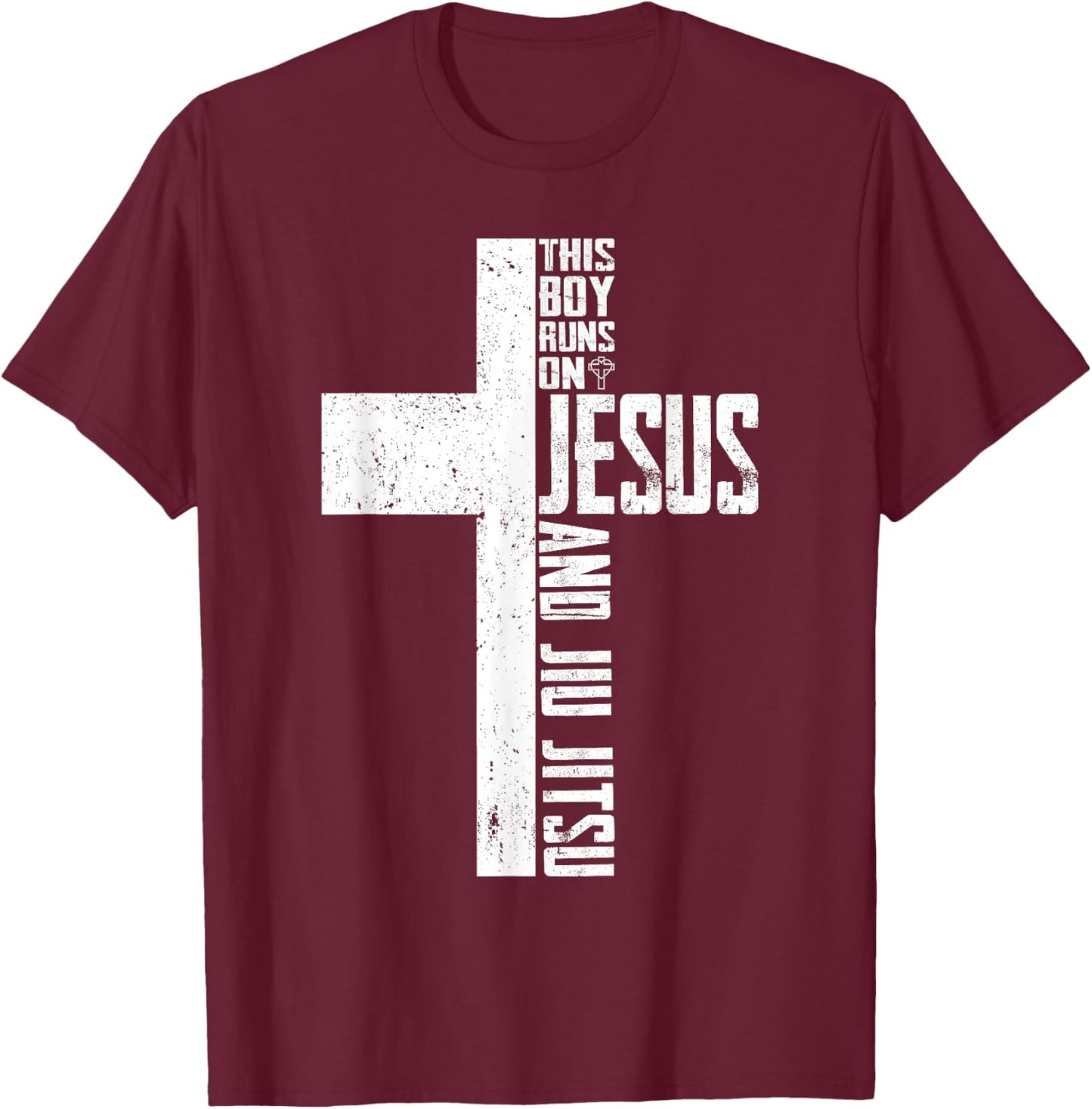 This Boy Runs On Jesus And Jiu Jitsu Christian T-Shirt - T-Shirt | Maroon