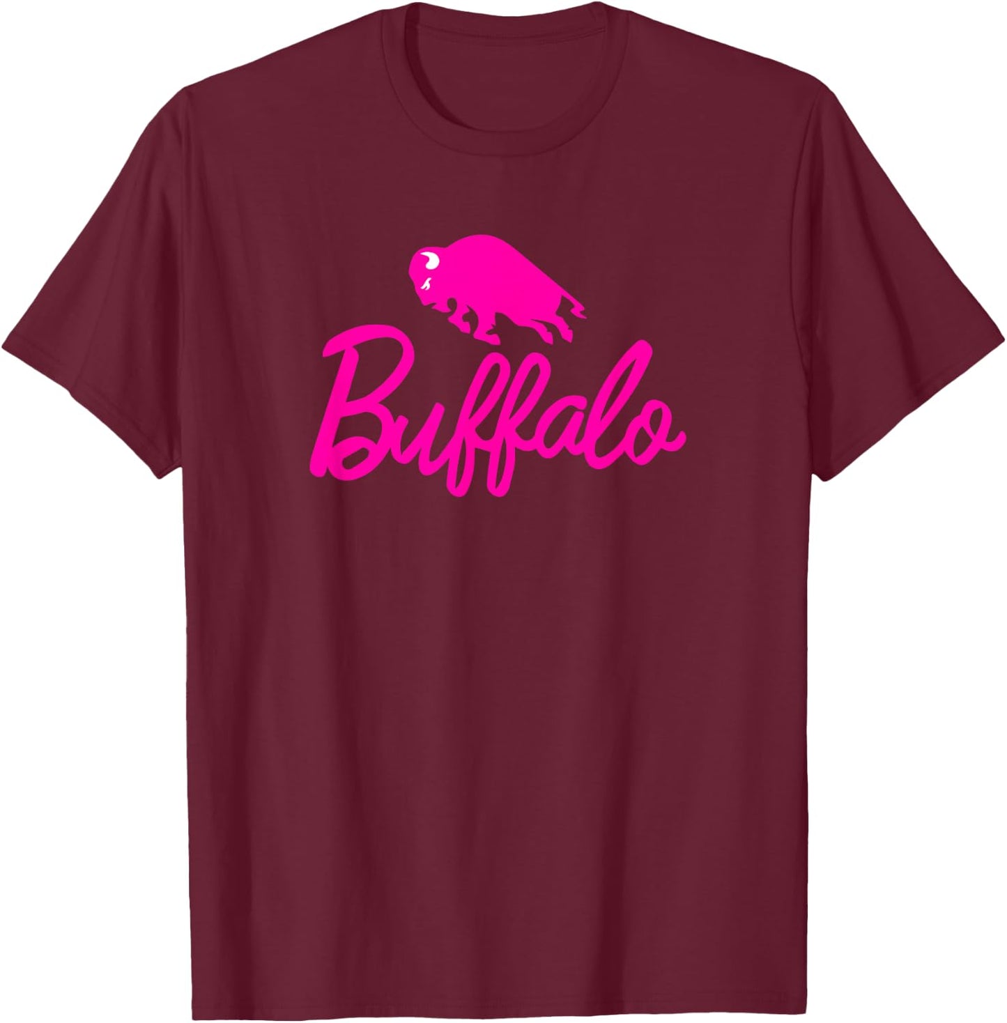 BUFFALO Charging Pink Bison - NY New York 716 Pride Cute BUF T-Shirt - T-Shirt | Maroon