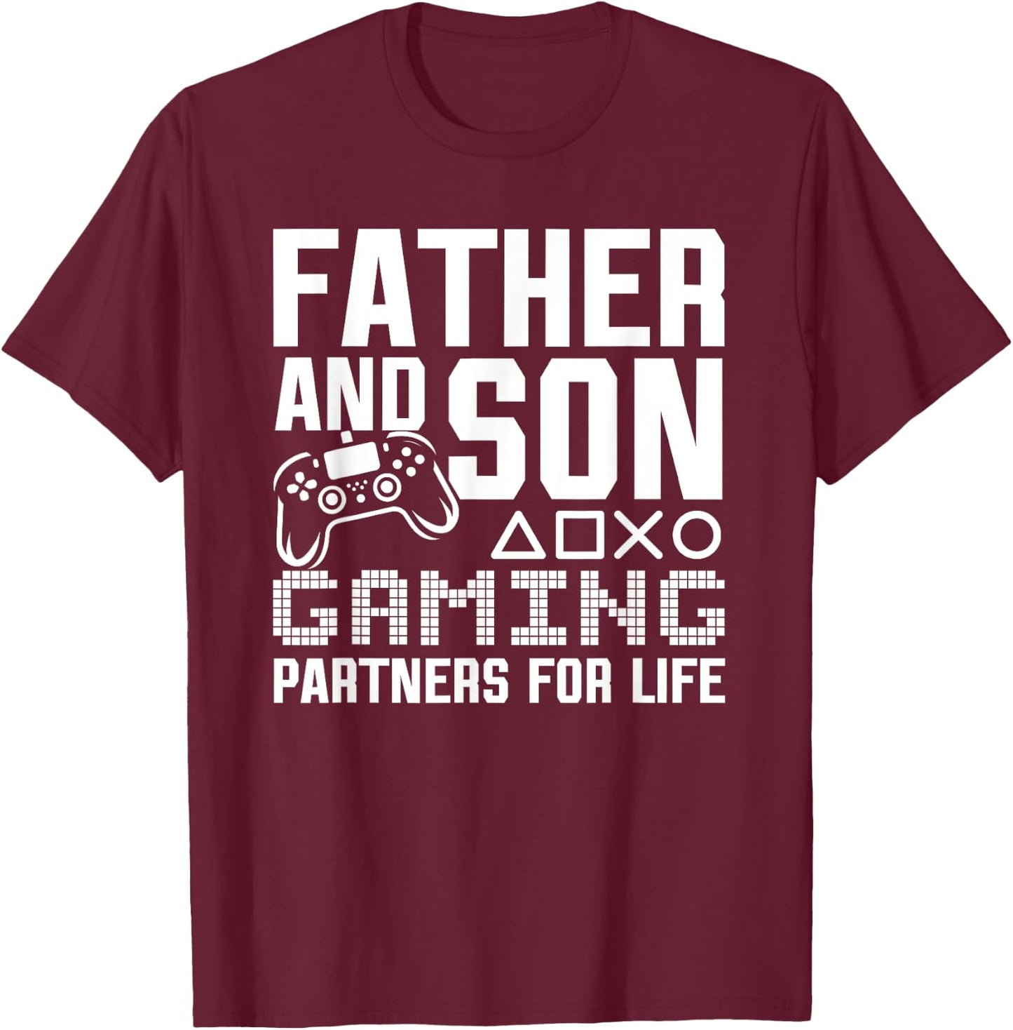 Father And Son Gaming Partners For Life Funny Gamer Matching T-Shirt - T-Shirt | Maroon