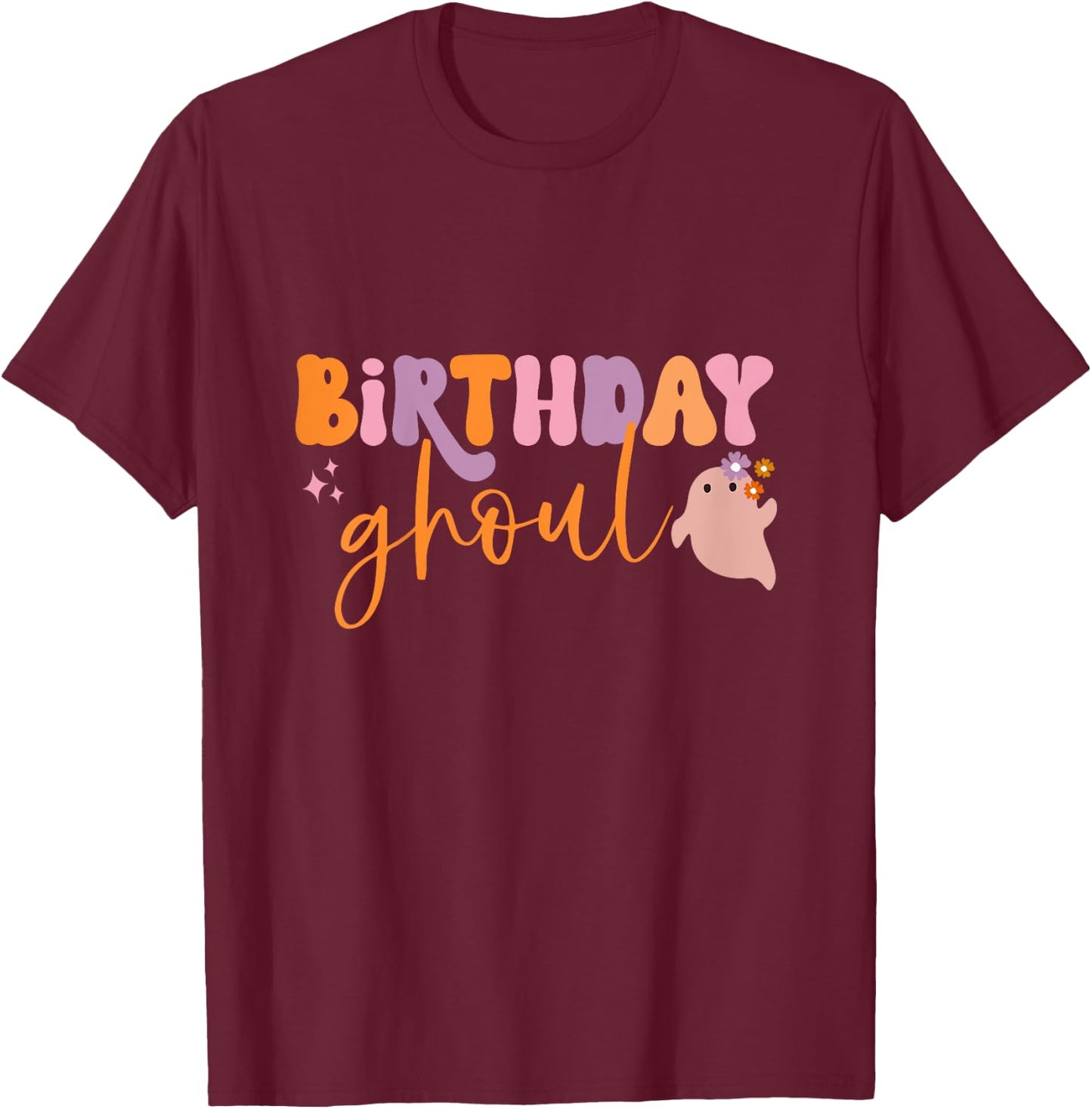 Kids Birthday Ghoul Girl Child Cute Ghost Halloween Family Party T-Shirt - T-Shirt | Maroon