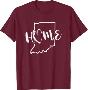 Indiana State Pride Home Graphic Design, Indiana Heart T-Shirt - T-Shirt | Maroon
