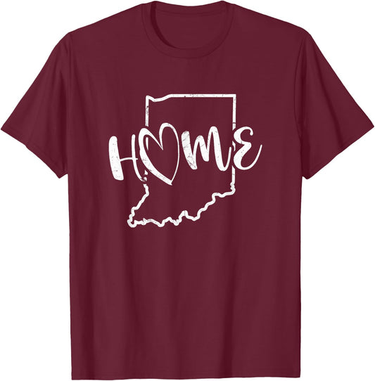 Indiana State Pride Home Graphic Design, Indiana Heart T-Shirt - T-Shirt | Maroon