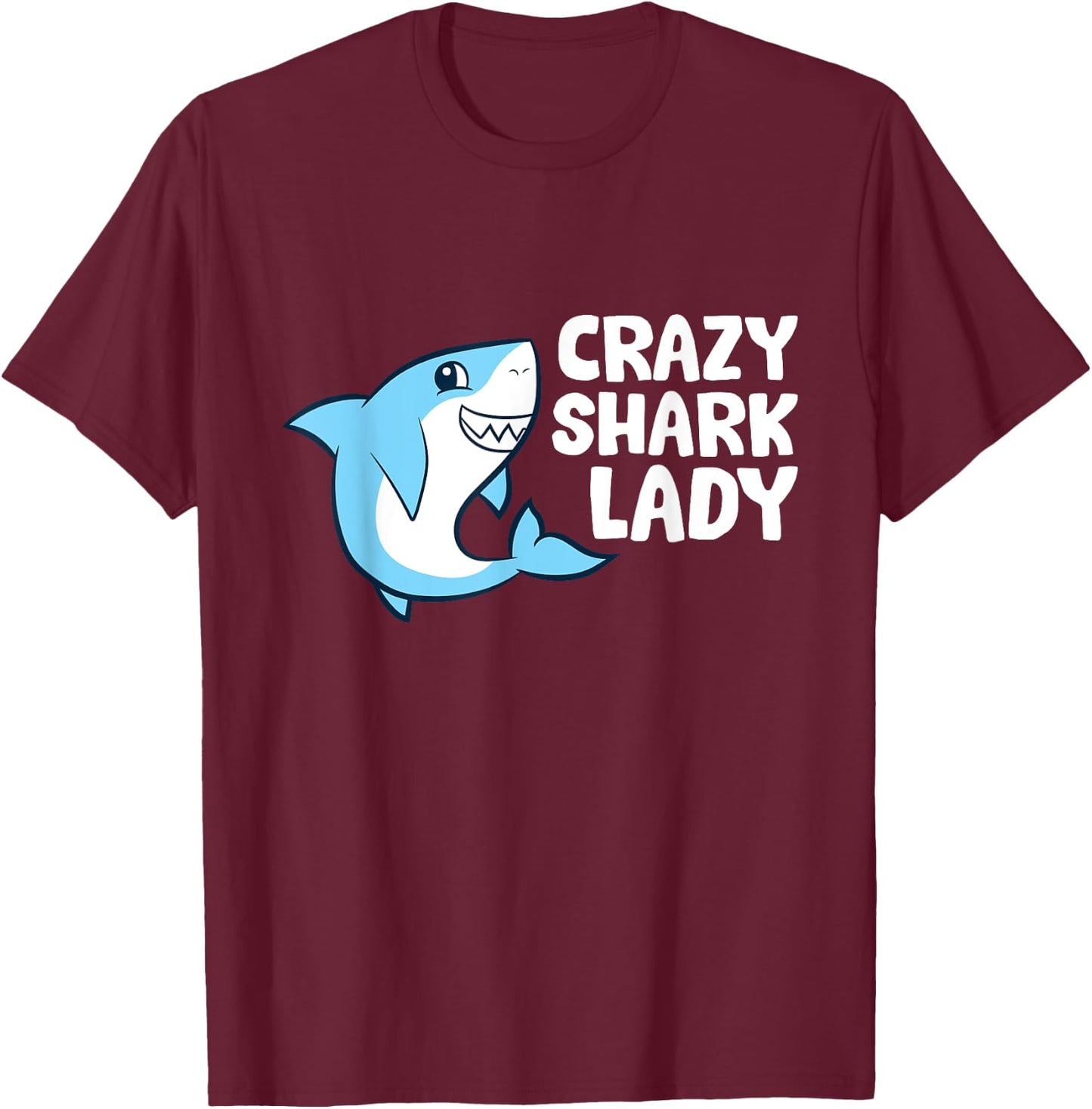 Crazy Shark Lady T-Shirt - T-Shirt | Maroon