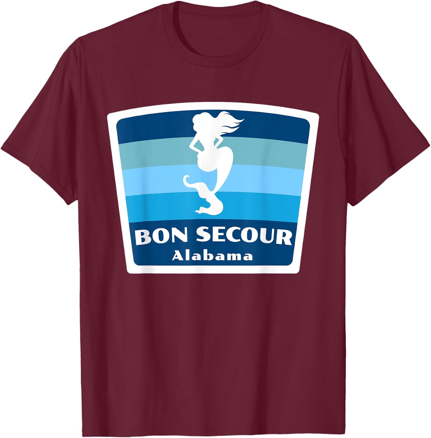 Bon Secour Alabama AL Mermaid Vacation Souvenir T-Shirt - T-Shirt | Maroon