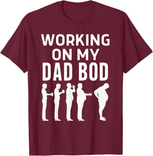 Working On My Dad Bod Funny Beer Belly Father's Day T-Shirt - T-Shirt | Maroon