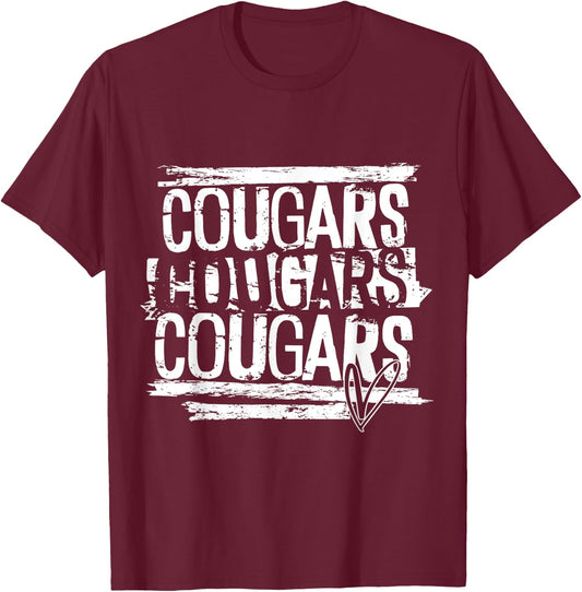 Cougars Teacher Student School Sports Fan Team Spirit Men Women Girls Kids T-Shirt - T-Shirt | Maroon