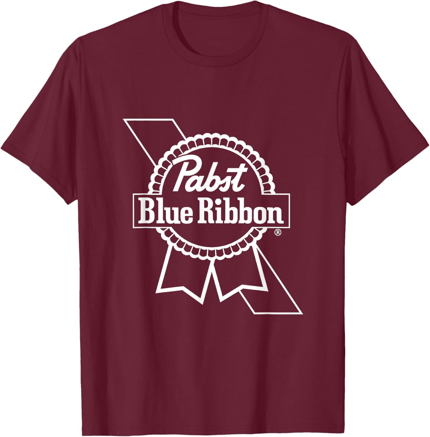 Pabst Blue Ribbon White Logo T-Shirt - T-Shirt | Maroon