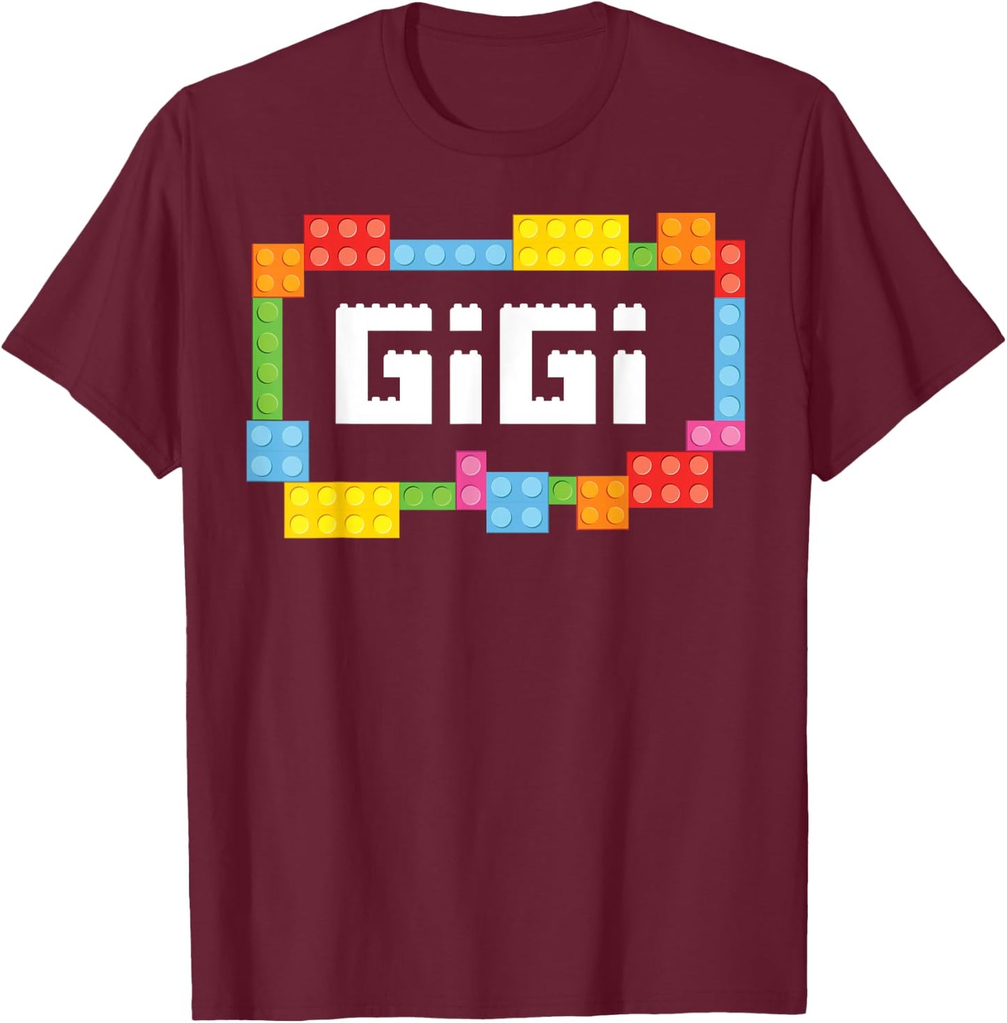 Master builder Gigi Bricks Blocks Building Family Set T-Shirt - T-Shirt | Maroon