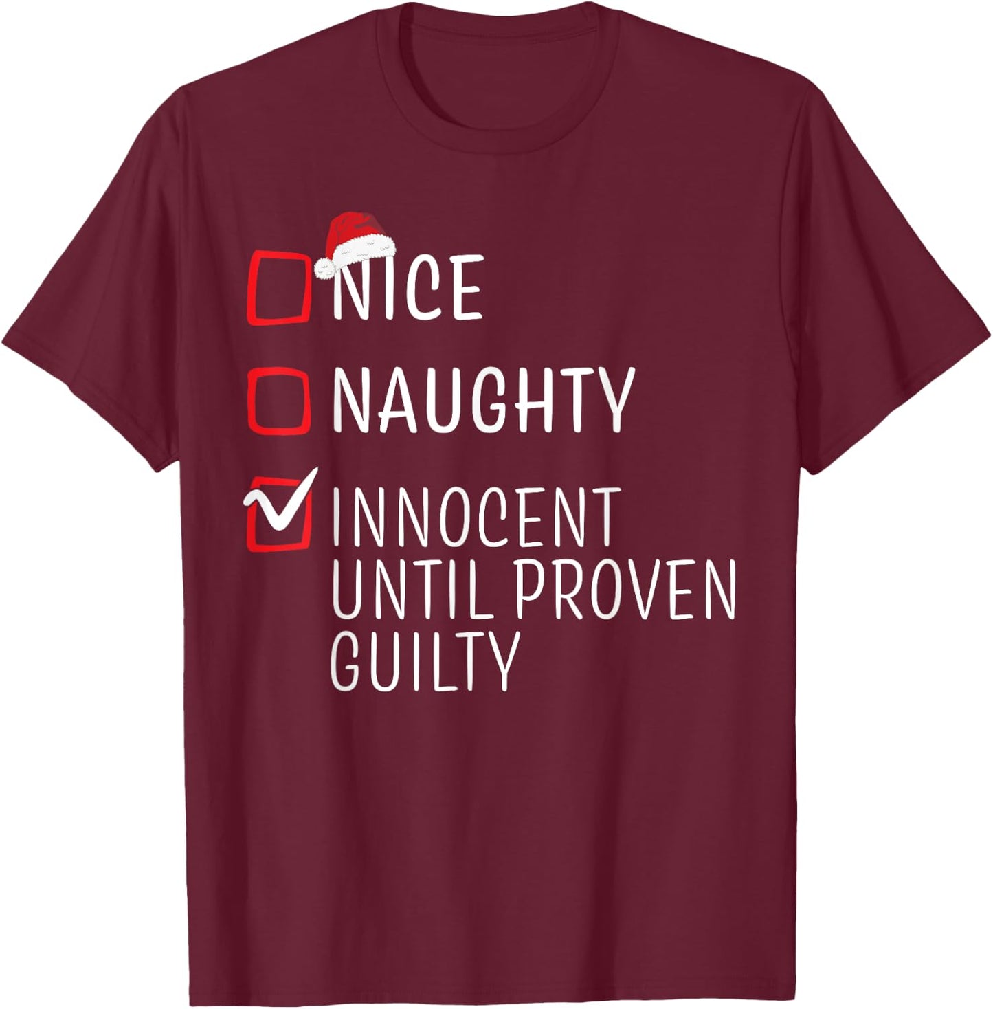 Funny Naughty Nice Christmas Family Pajama Men Women Kids T-Shirt - T-Shirt | Maroon