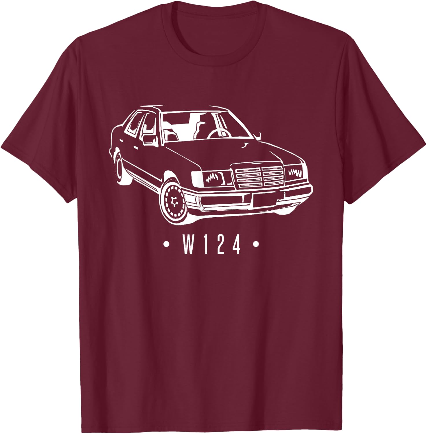 W124 Silhouette Car Oldtimer Classic T-Shirt - T-Shirt | Maroon