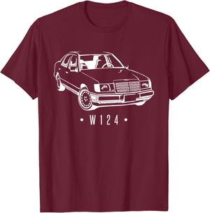 W124 Silhouette Car Oldtimer Classic T-Shirt - T-Shirt | Maroon
