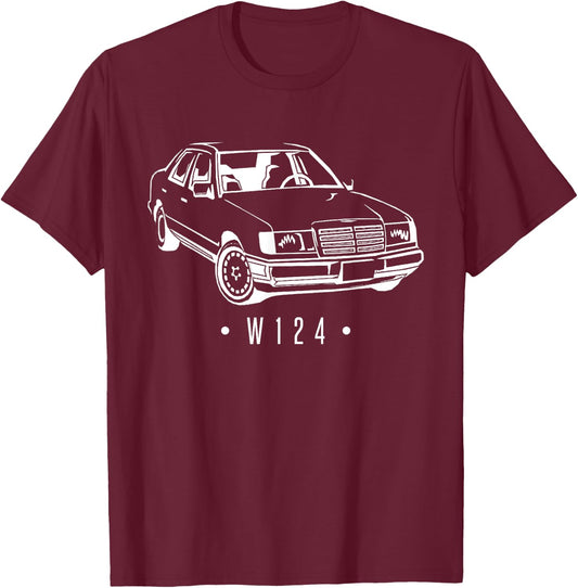 W124 Silhouette Car Oldtimer Classic T-Shirt - T-Shirt | Maroon