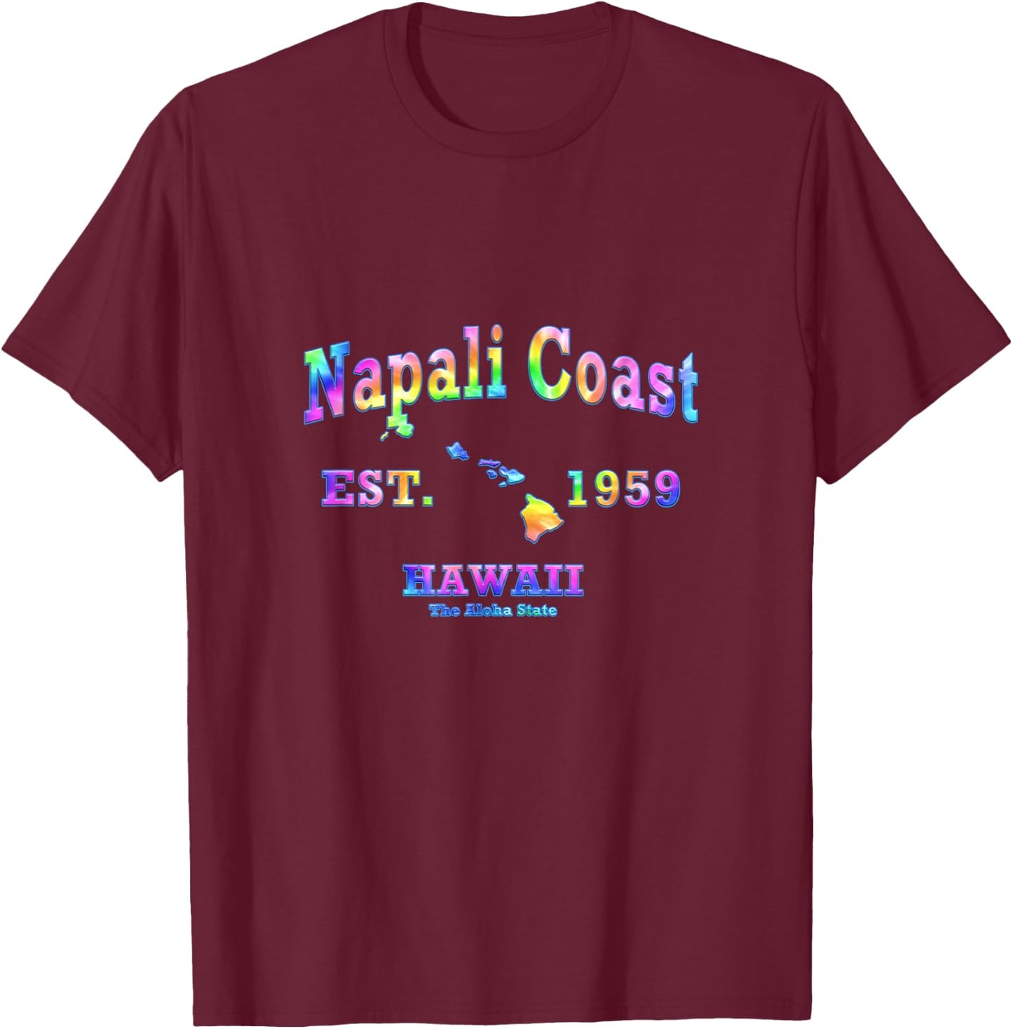 Napali Coast Hawaii HI Athletic Sports Design T-Shirt - T-Shirt | Maroon