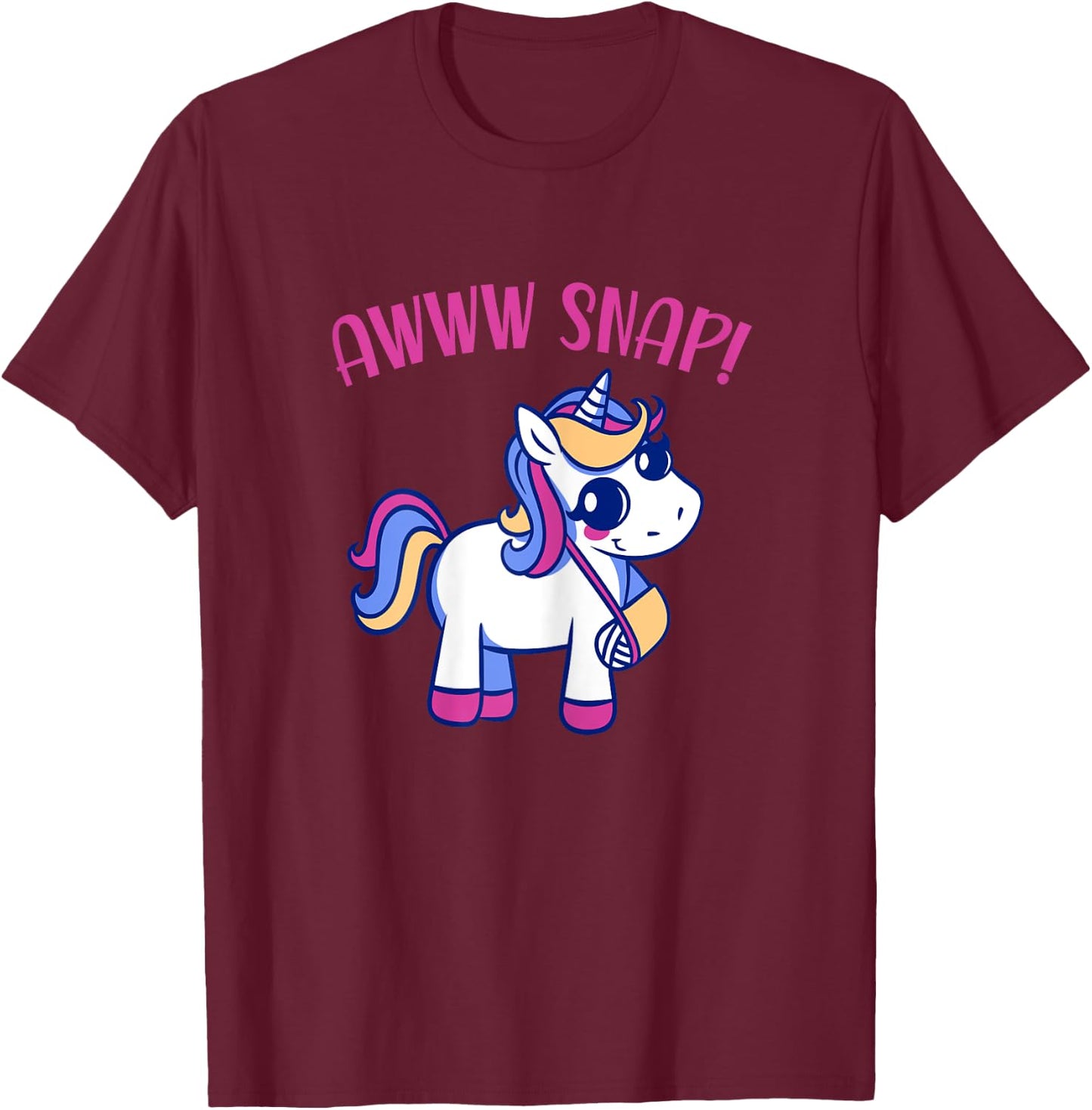 Unicorn Broken Arm Awww Snap for Girls T-Shirt - T-Shirt | Maroon