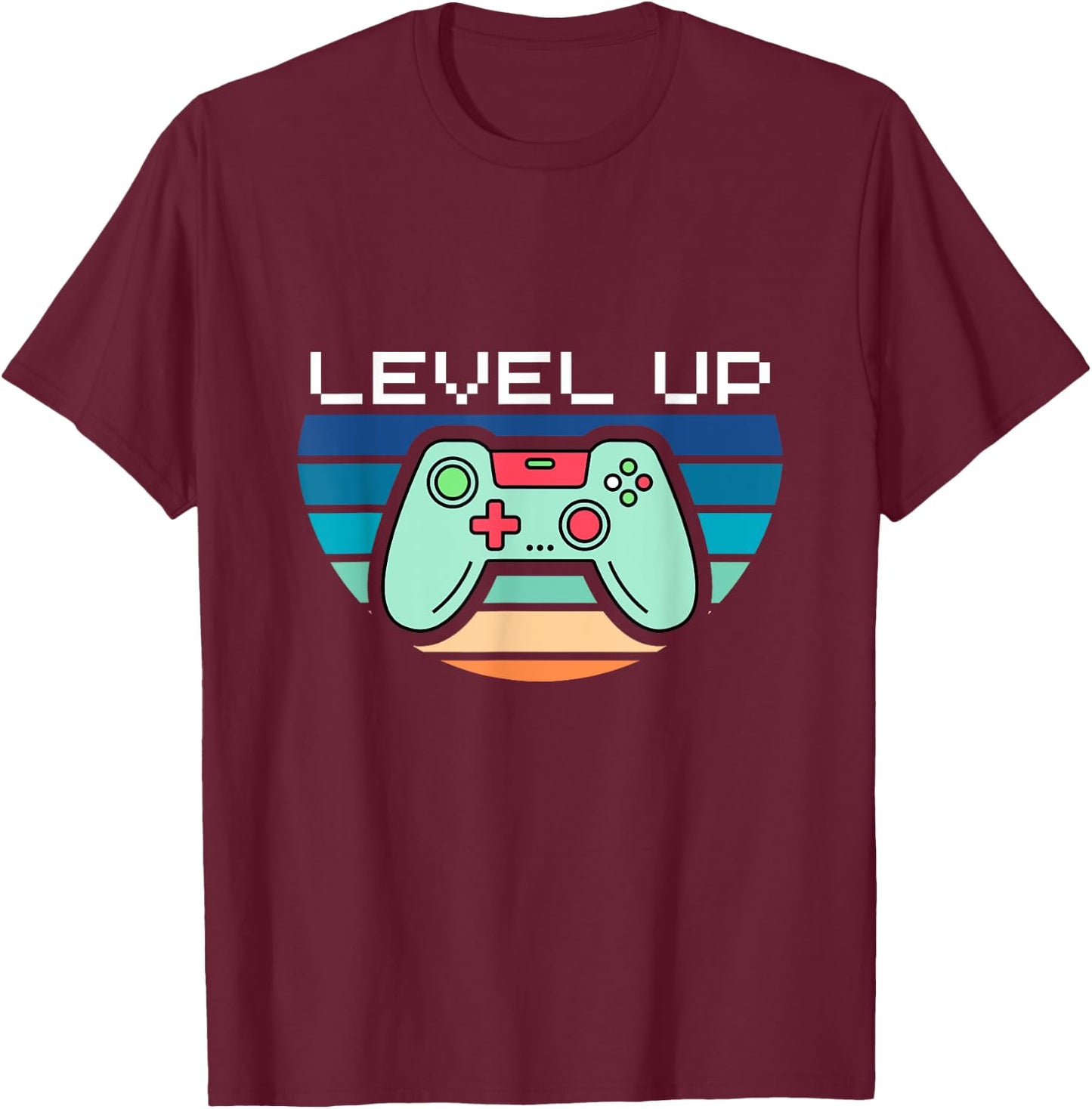 Level Up Video Game Controller T-Shirt - T-Shirt | Maroon