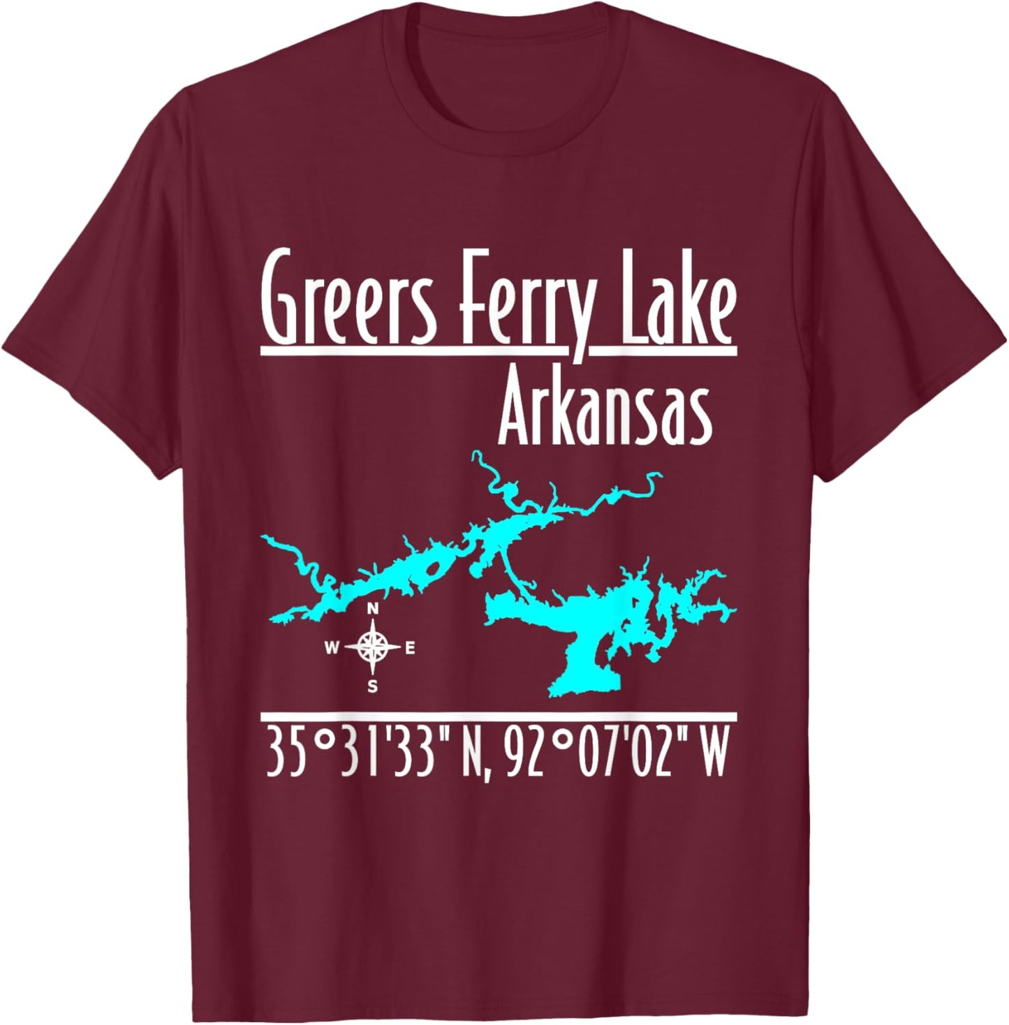 Modern Greers Ferry Lake, Arkansas T-Shirt - T-Shirt | Maroon