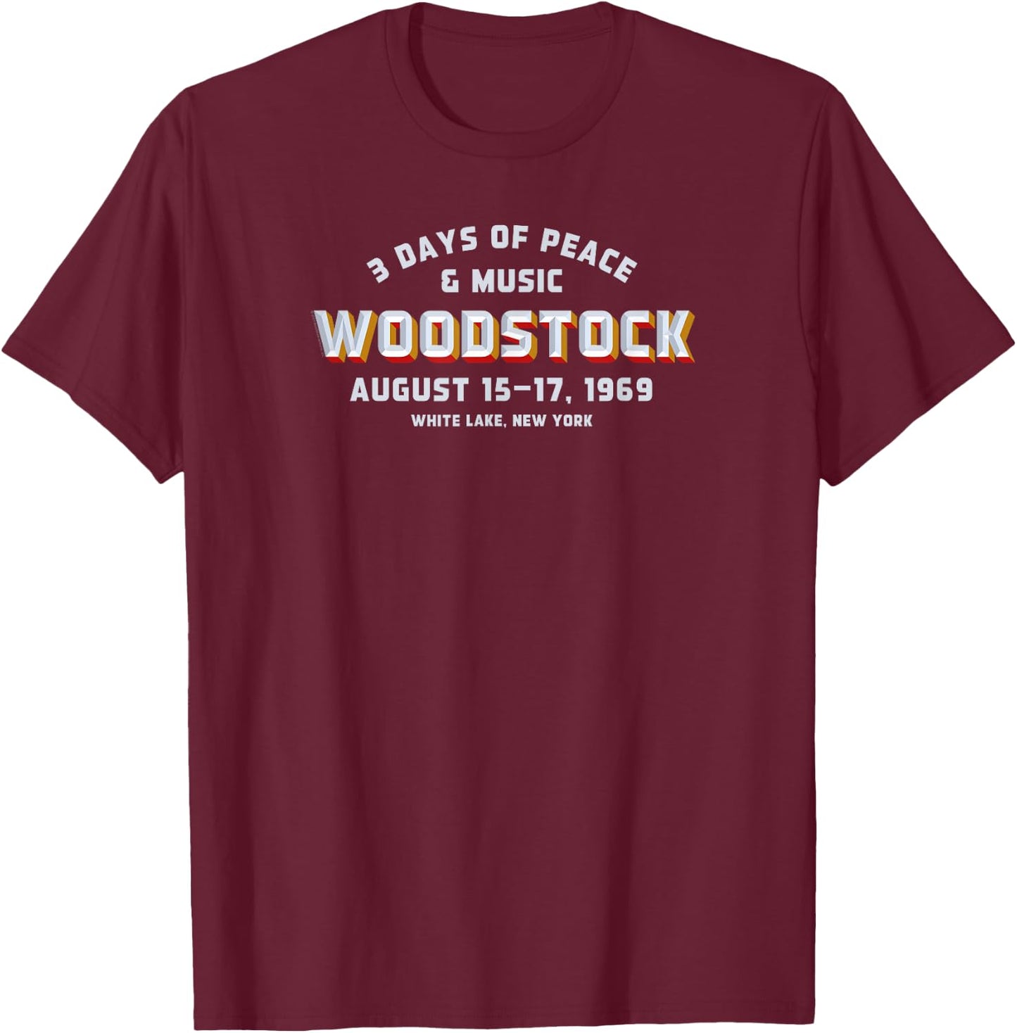 Woodstock Rock Music Festival Concert Varsity 1969 T-Shirt - T-Shirt | Maroon