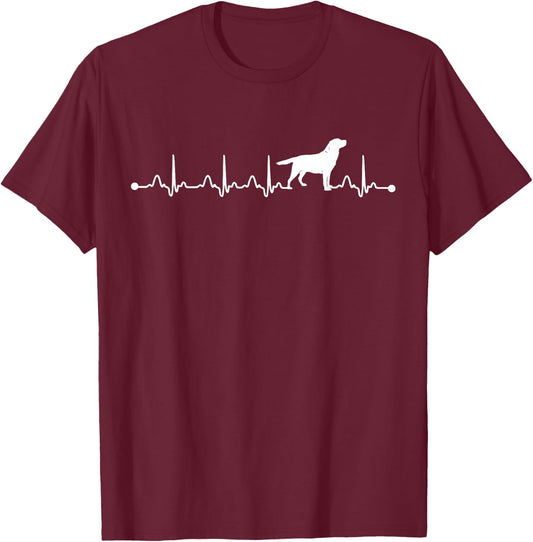 Labrador Retriever Heartbeat ECG Funny Dog Mom Men Women Girls Kids T-Shirt - T-Shirt | Maroon