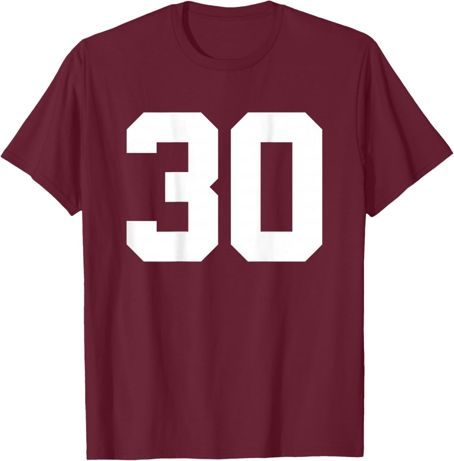 Number 30 (on Back) Sports Team Jersey Number T-Shirt - T-Shirt | Maroon