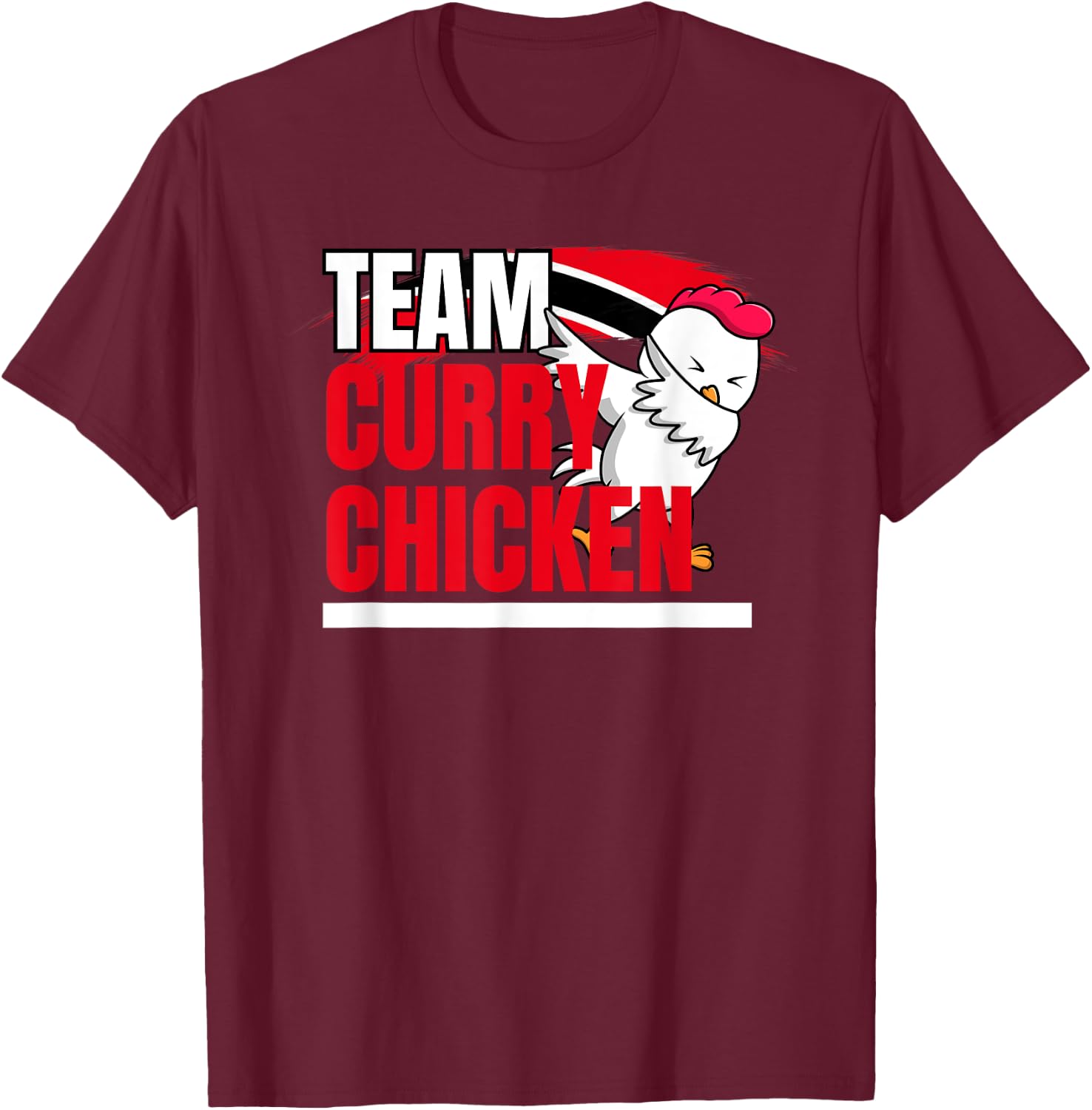 Team Curry Chicken - Trinidad and Guyana Patriotic Cricket T-Shirt - T-Shirt | Maroon