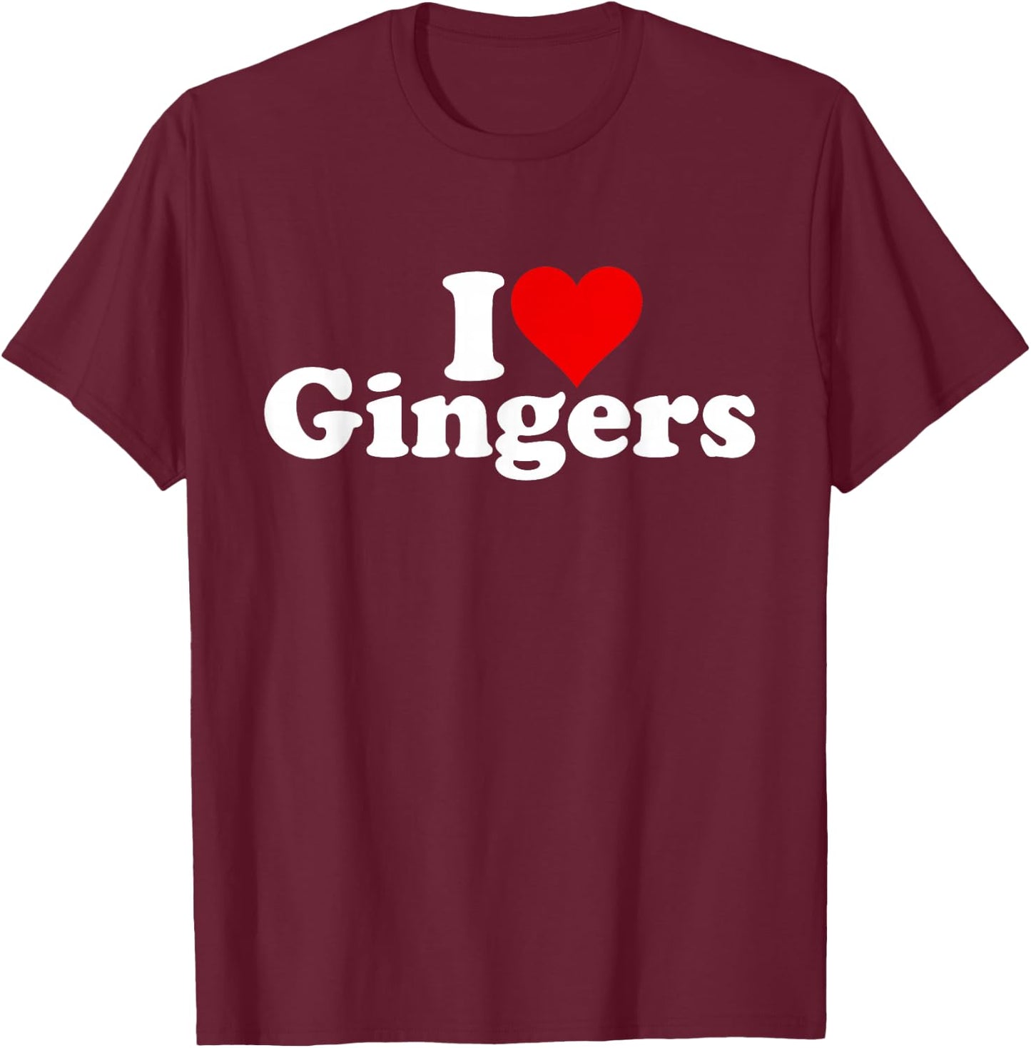 I Love Heart Gingers Redheads RED Hair T-Shirt - T-Shirt | Maroon