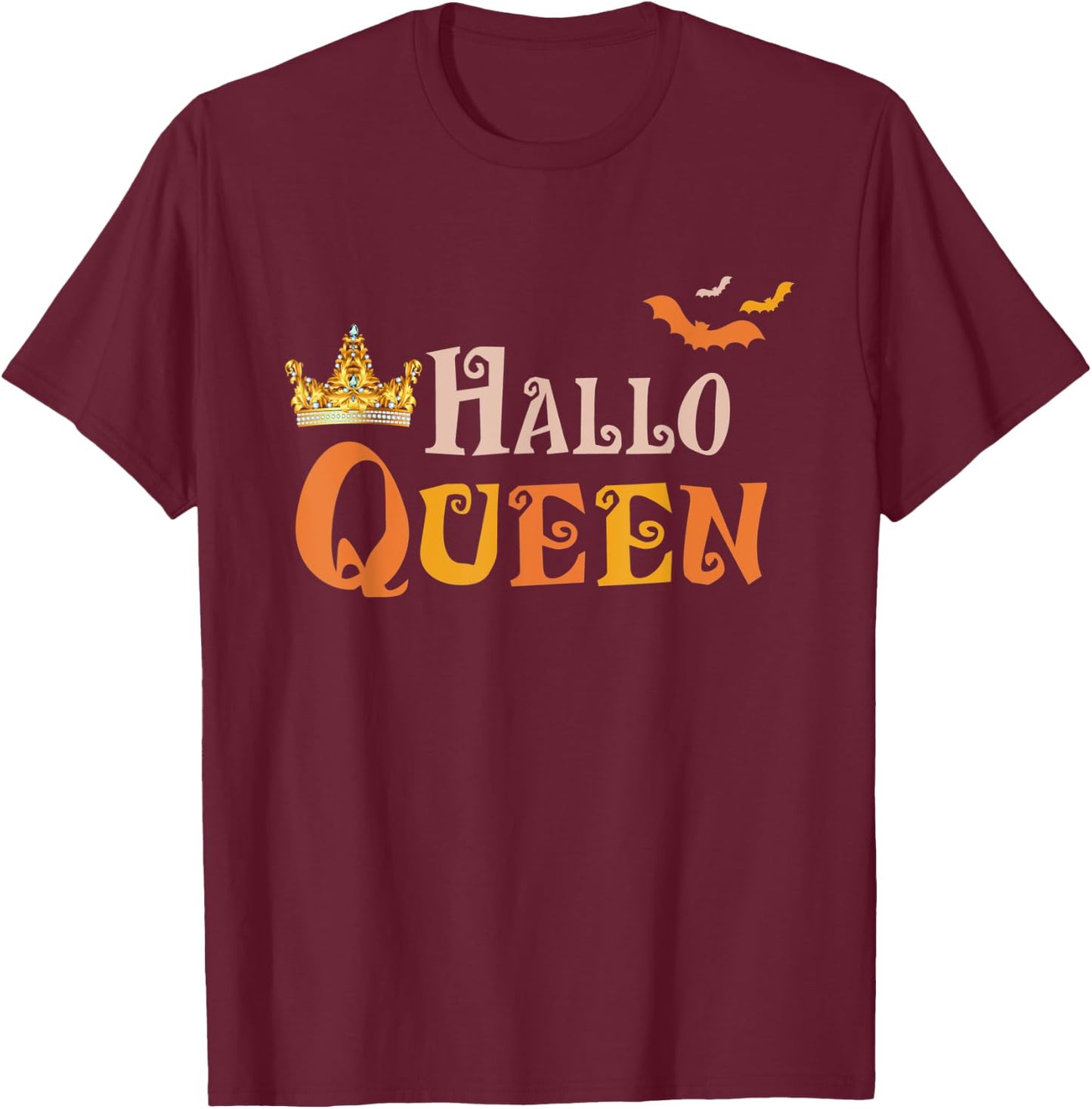 Halloqueen Crown Queen Bat Women Costume Halloween T-Shirt - T-Shirt | Maroon