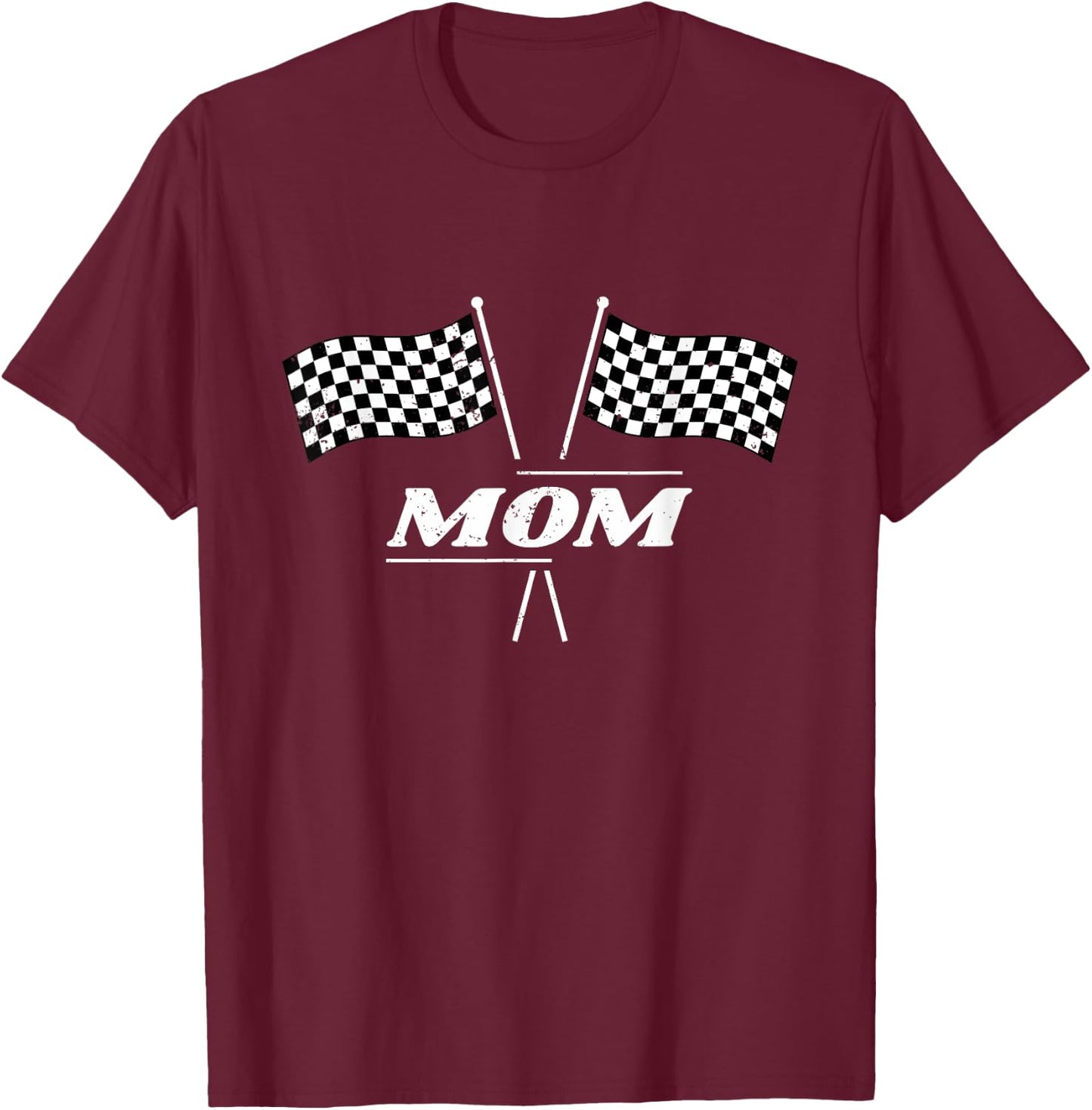 Pit Crew Mom Racing Car Family Matching Birthday Party T-Shirt - T-Shirt | Maroon
