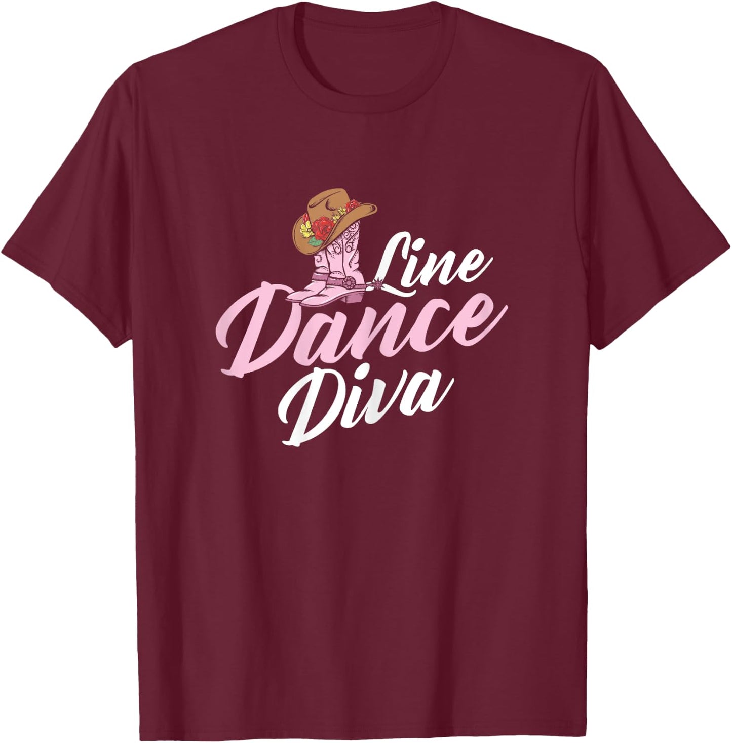 Line Dance Diva - Country Music Western Dancer Cowgirl T-Shirt - T-Shirt | Maroon