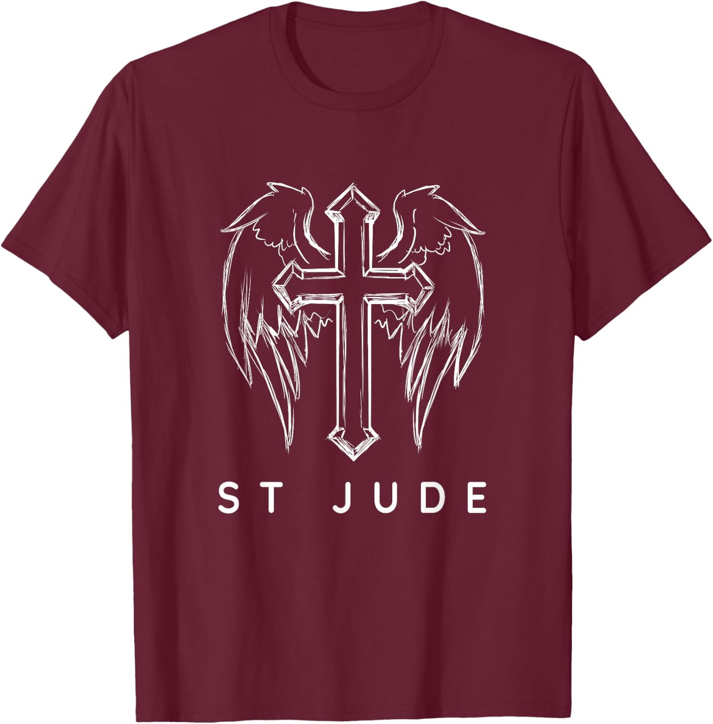 Saint Jude the Apostle. Traditional Catholic Prayer Angel T-Shirt - T-Shirt | Maroon
