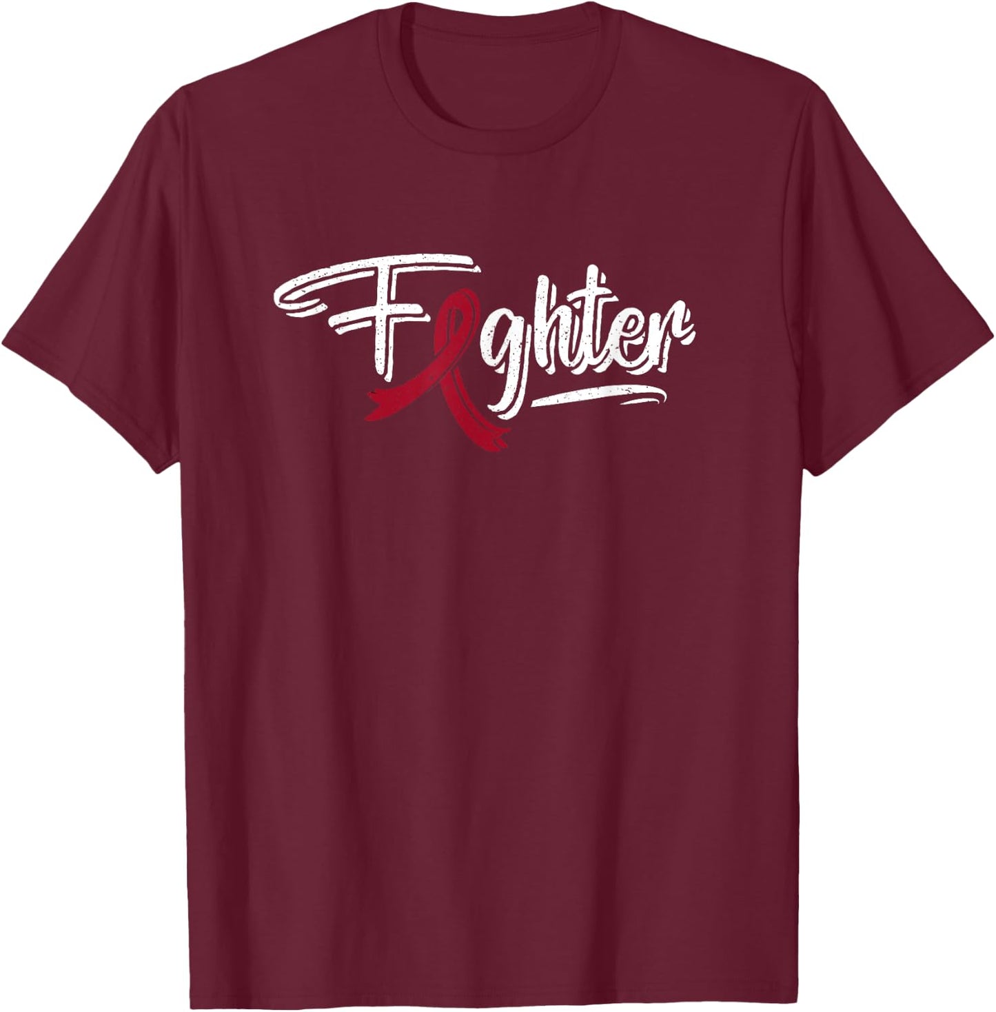 Multiple Myeloma Fighter Blood Cancer Burgundy Ribbon T-Shirt - T-Shirt | Maroon