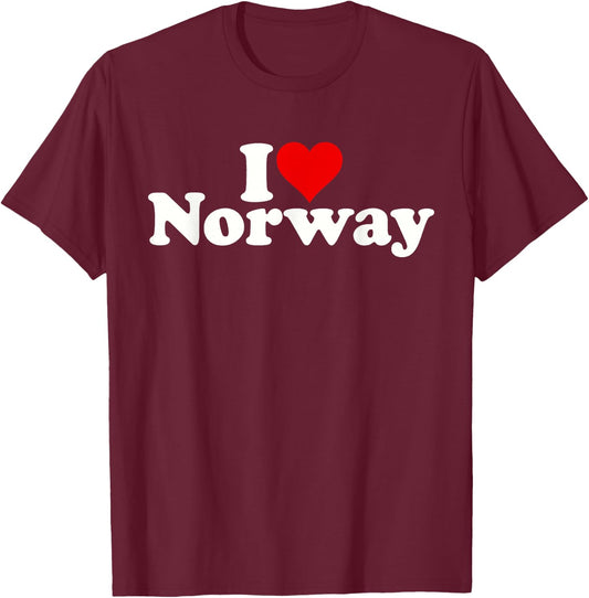 I Love Heart Norway T-Shirt - T-Shirt | Maroon