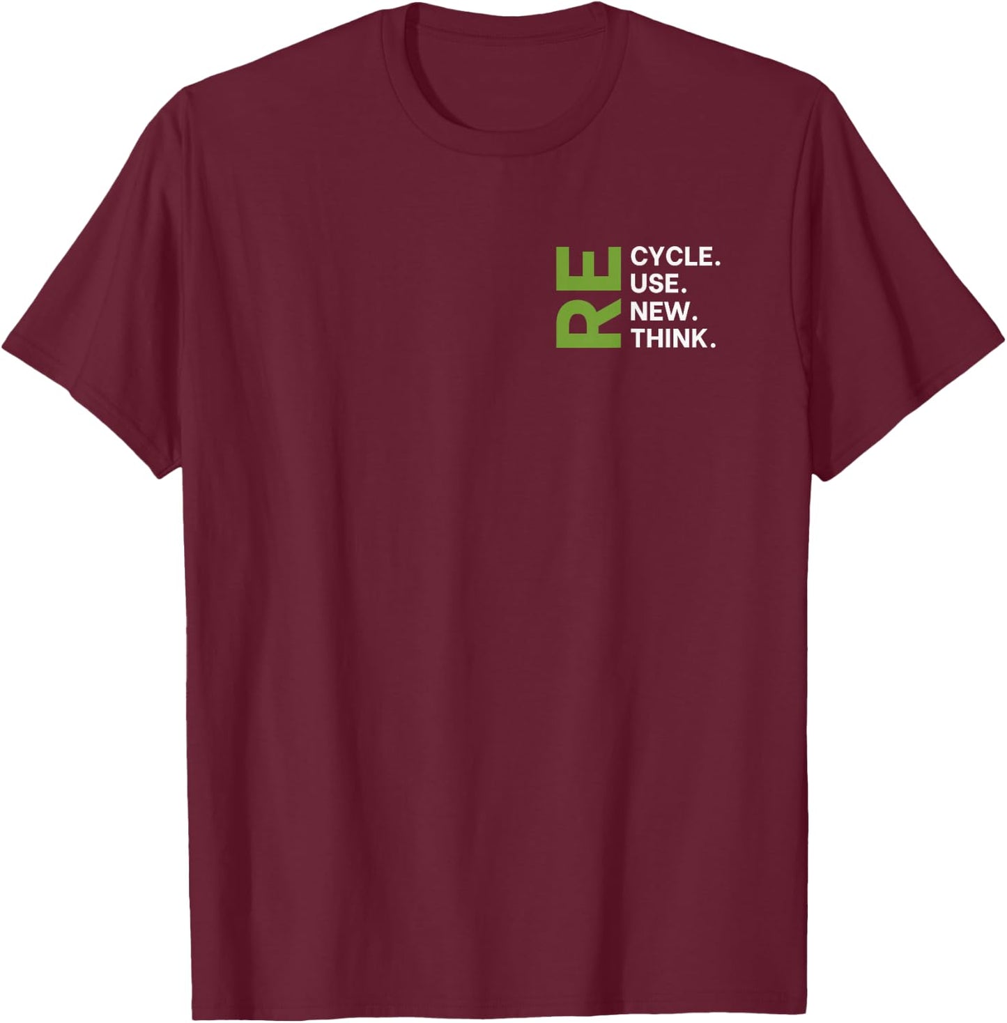 Recycle Reuse Renew Rethink Pocket Earth Day Environmental T-Shirt - T-Shirt | Maroon
