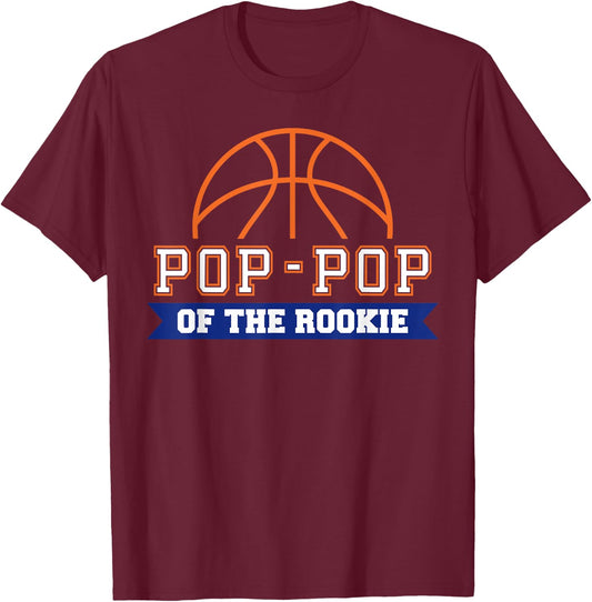 Pop-pop of Rookie 1st Birthday Basketball Theme Matching T-Shirt - T-Shirt | Maroon
