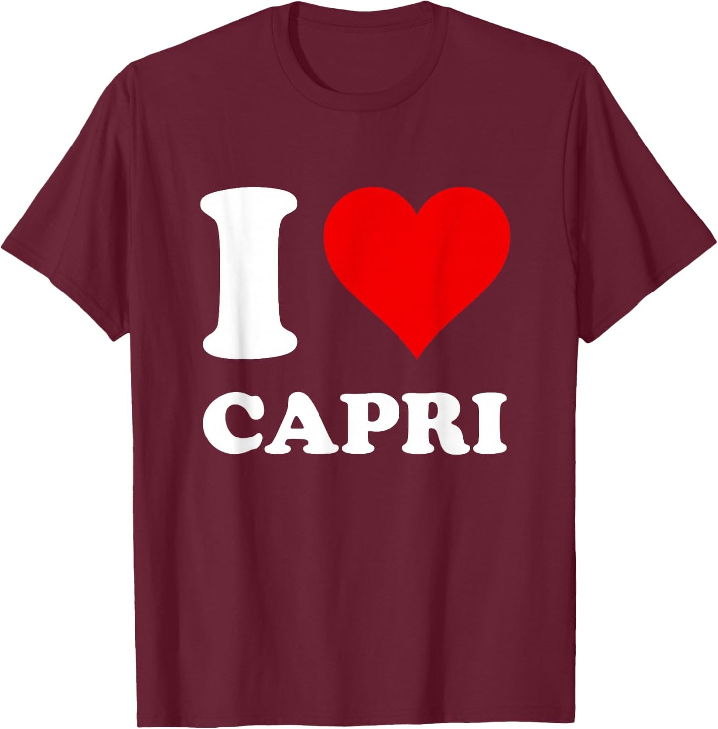 Red Heart I Love Capri T-Shirt - T-Shirt | Maroon