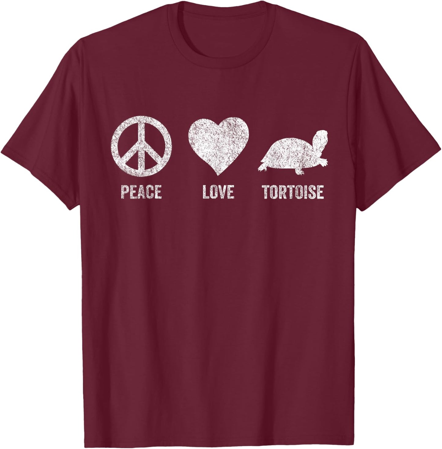 Peace Love Tortoise Turtle Lover Funny Tortoise Quote Retro T-Shirt - T-Shirt | Maroon