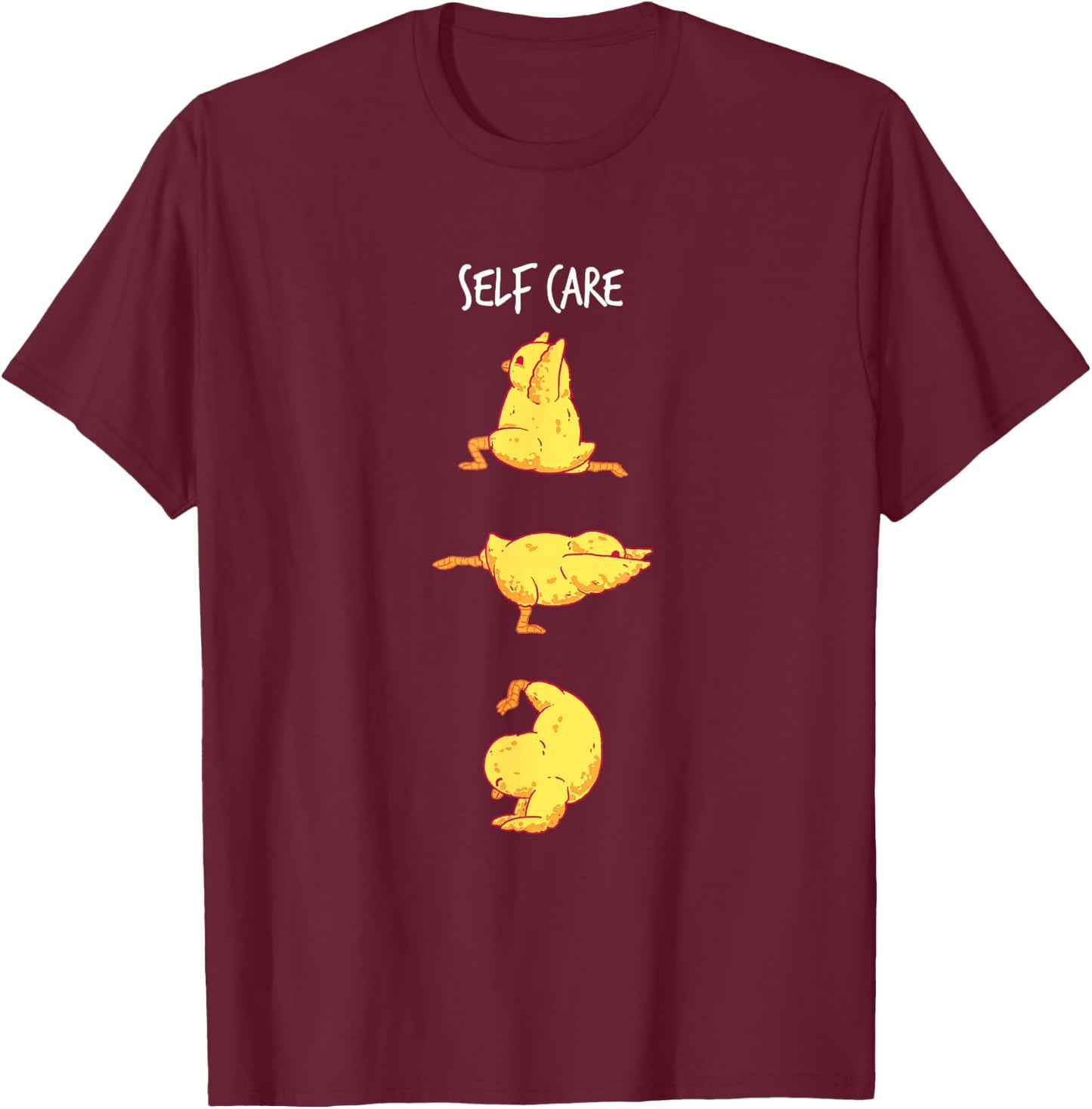 Funny Workout Self Care Chicken Yoga Pose T-Shirt - T-Shirt | Maroon