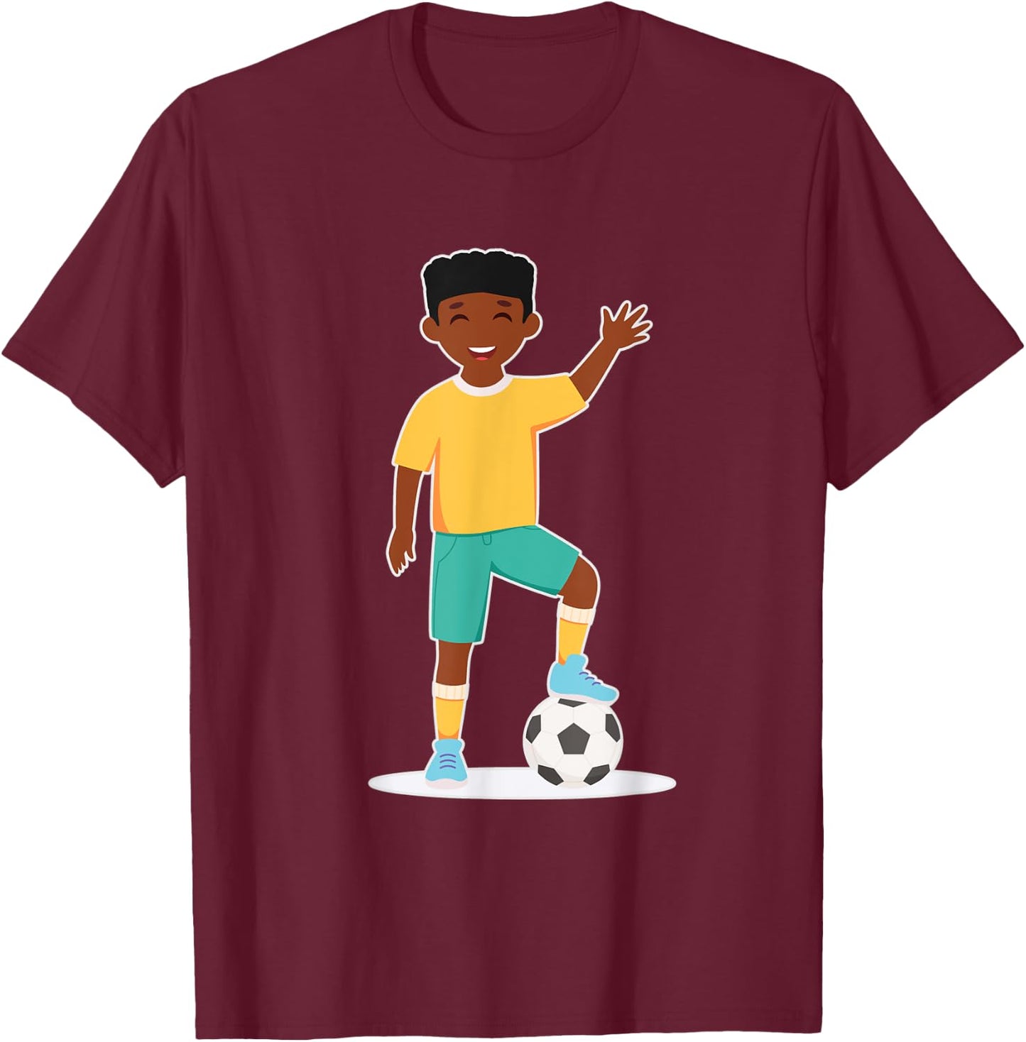 African American Boy / Kids Soccer Player T-Shirt - T-Shirt | Maroon