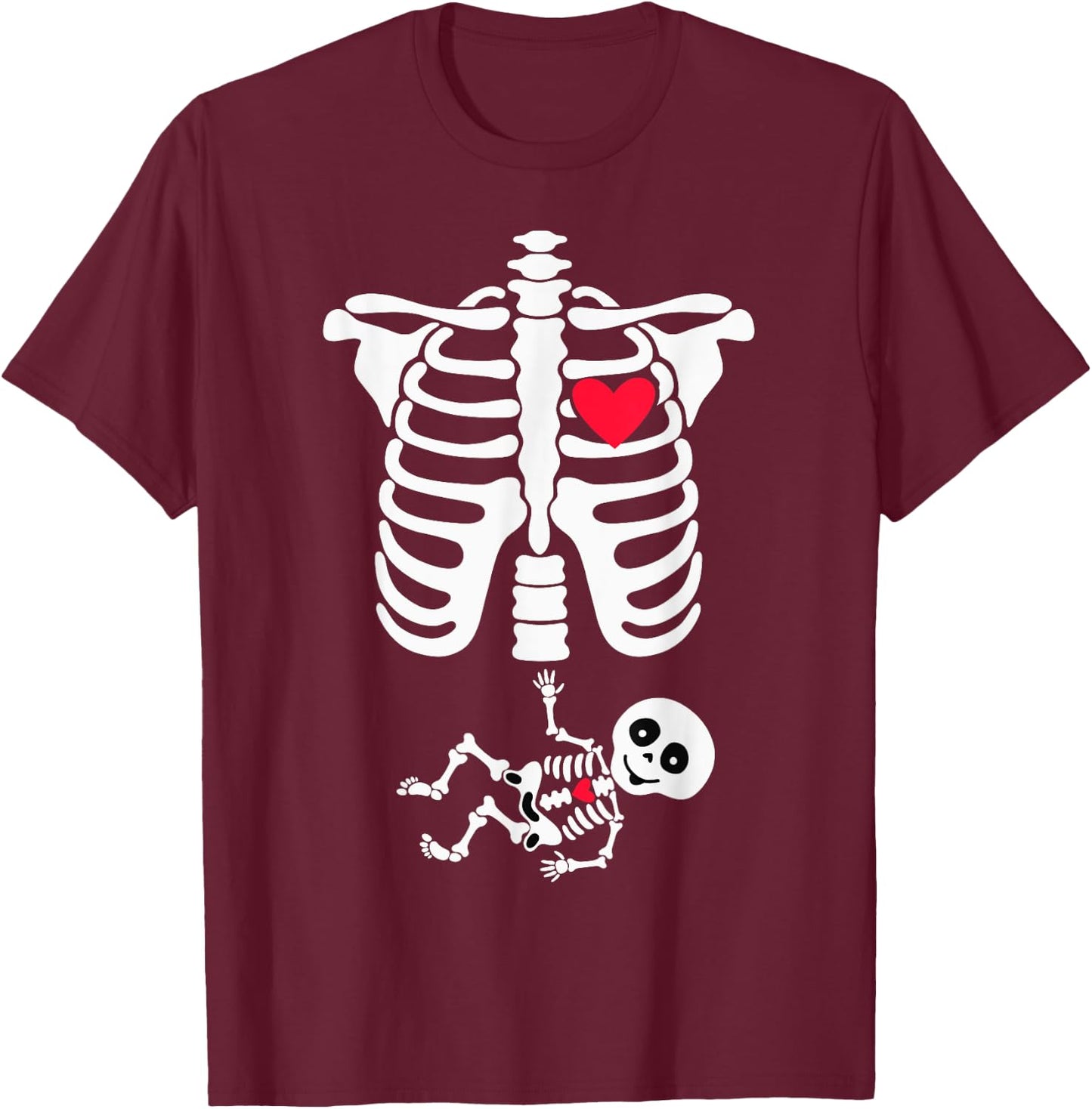 Halloween Costume for Pregnant Mom to Be Skeleton T-Shirt - T-Shirt | Maroon