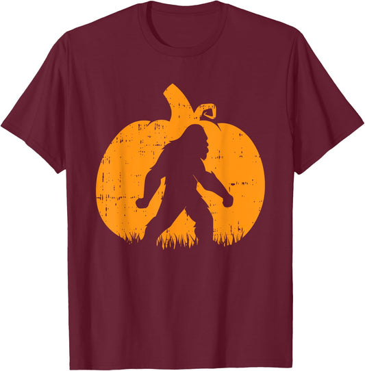 Bigfoot Pumpkin Halloween Costume Sasquatch Men Women Kids T-Shirt - T-Shirt | Maroon