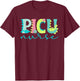 PICU Nursing For Pediatric ICU Nurse Women's Black Modern Letter Print T-Shirt - T-Shirt | Maroon