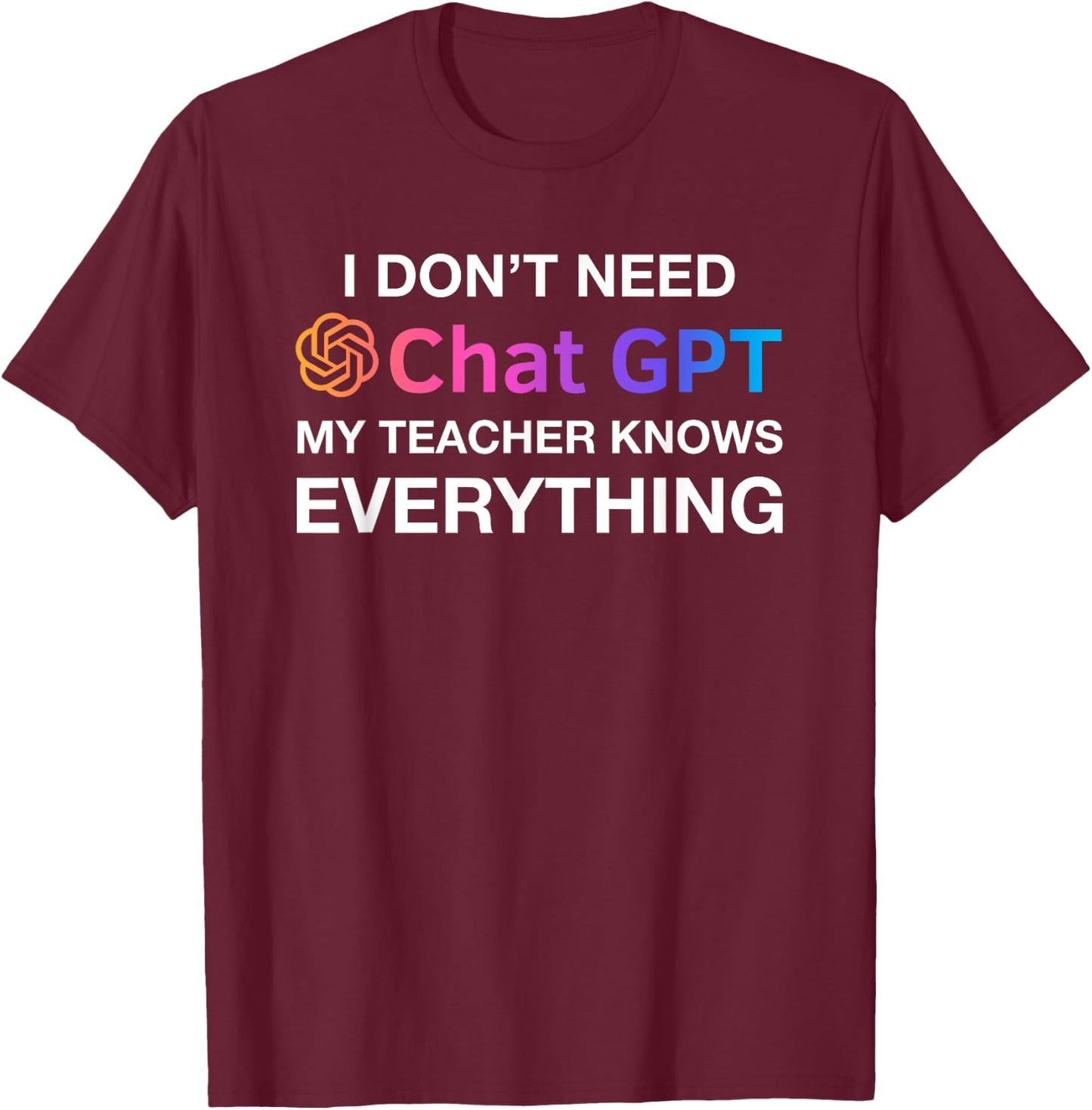 Teacher Chat GPT Ai , Cute Retro Computer Robotics System T-Shirt - T-Shirt | Maroon