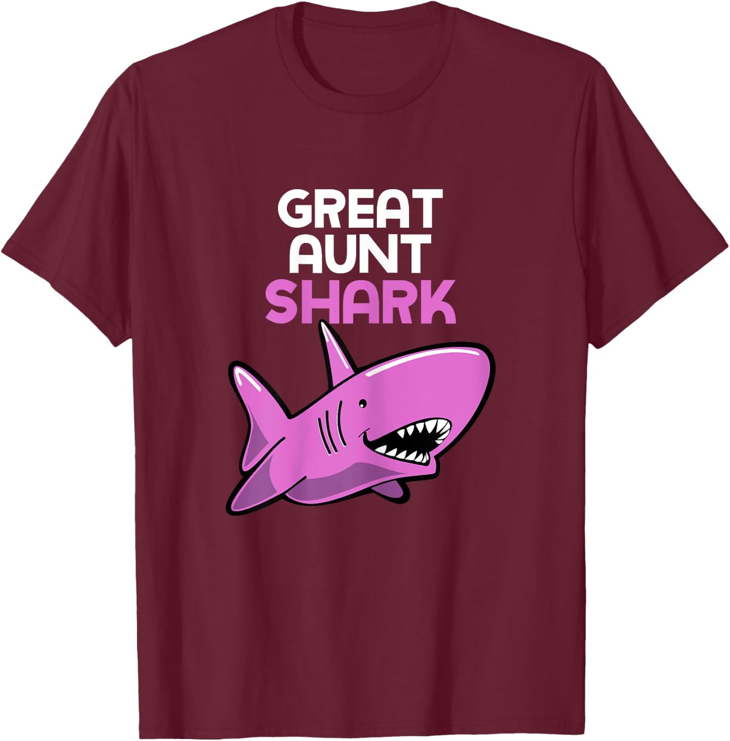 Great Aunt Shark Funny Family T-Shirt - T-Shirt | Maroon