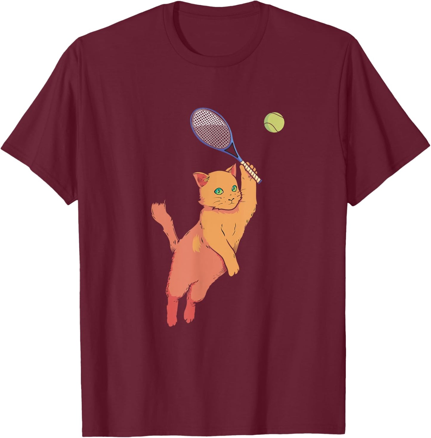 Tennis Player Racquets Cat Tennis Lover Racket Sport Women Kids T-Shirt - T-Shirt | Maroon