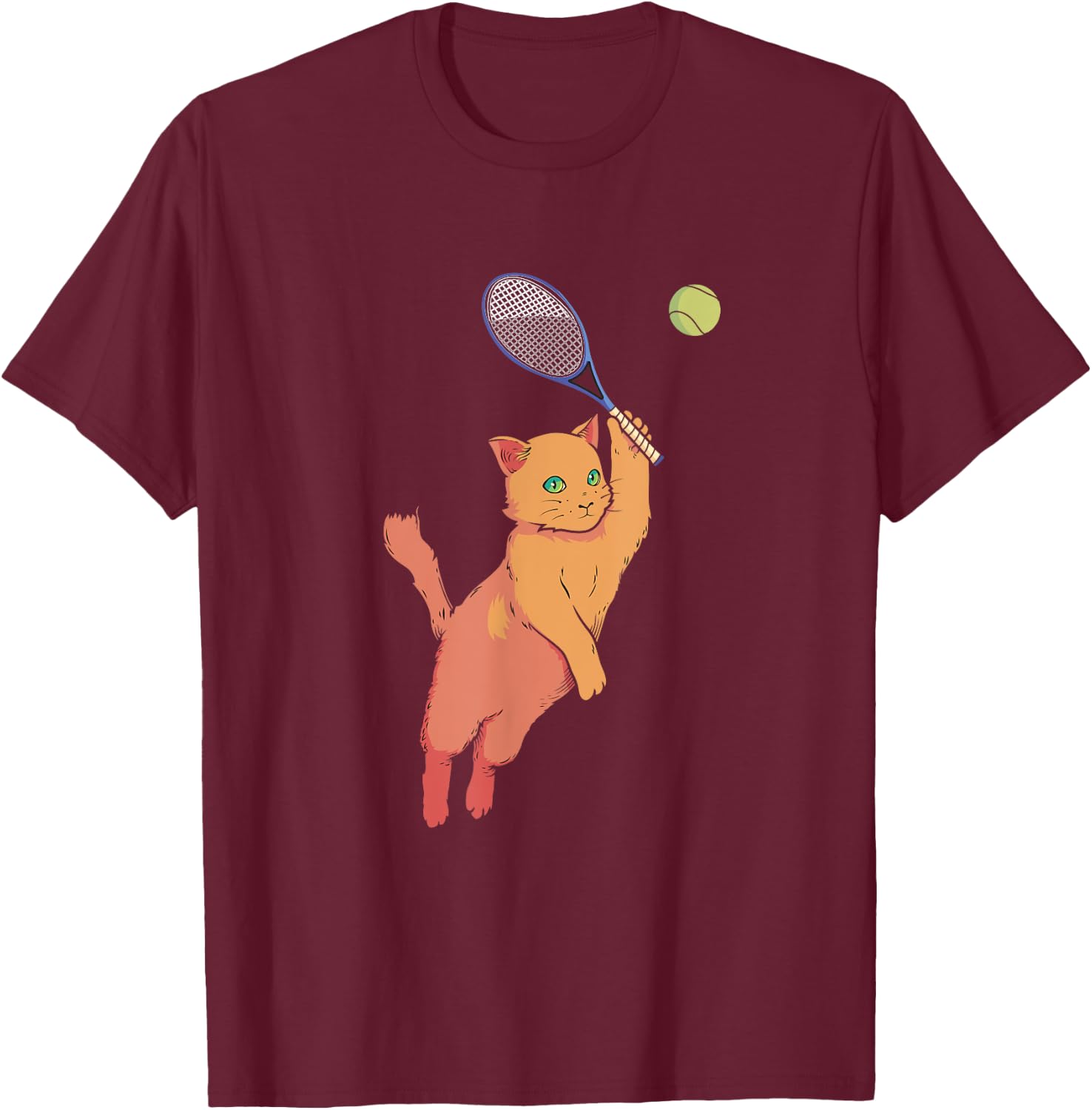 Tennis Player Racquets Cat Tennis Lover Racket Sport Women Kids T-Shirt - T-Shirt | Maroon
